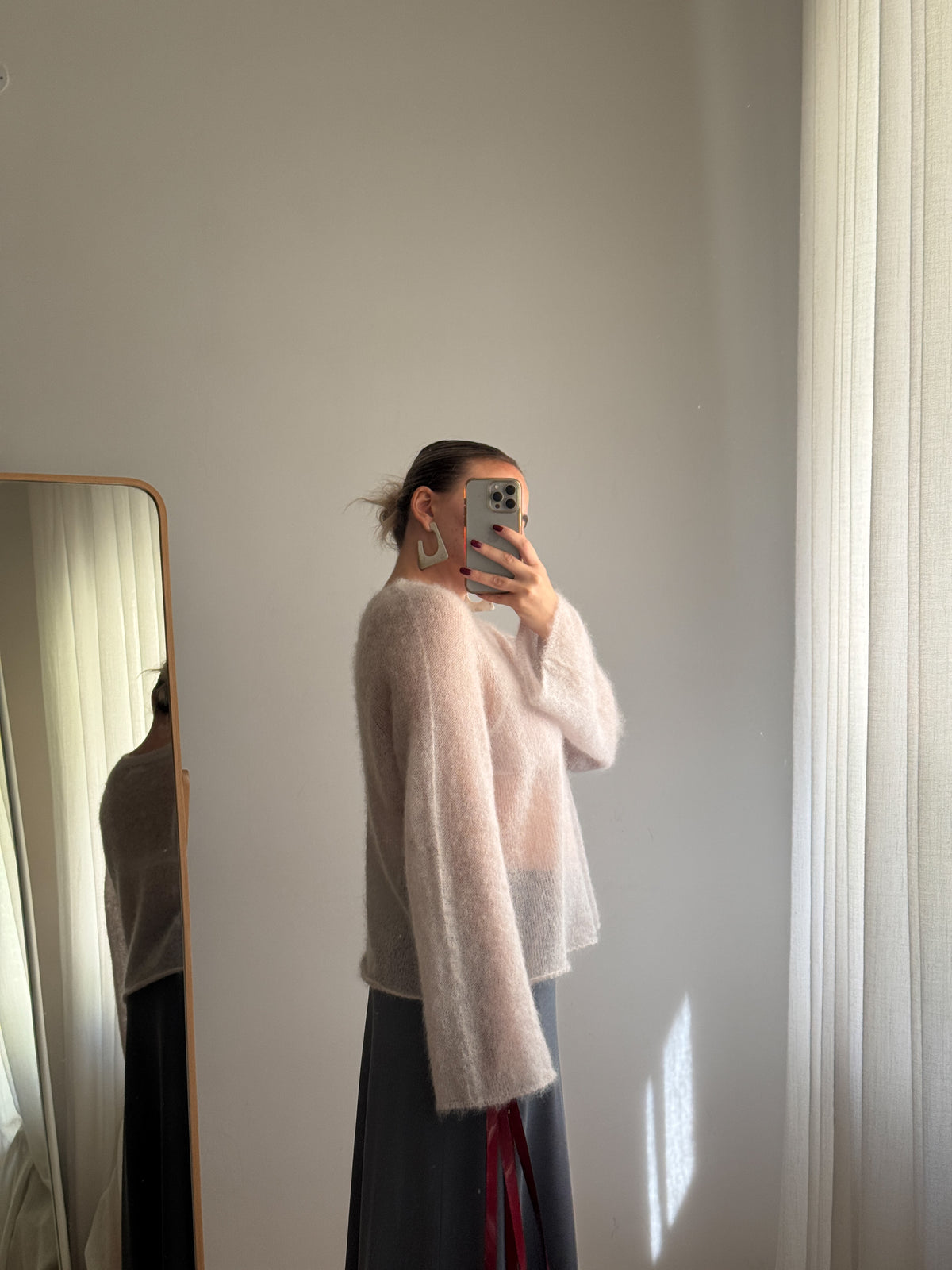 Maglione kid mohair con maniche svasate - Ice