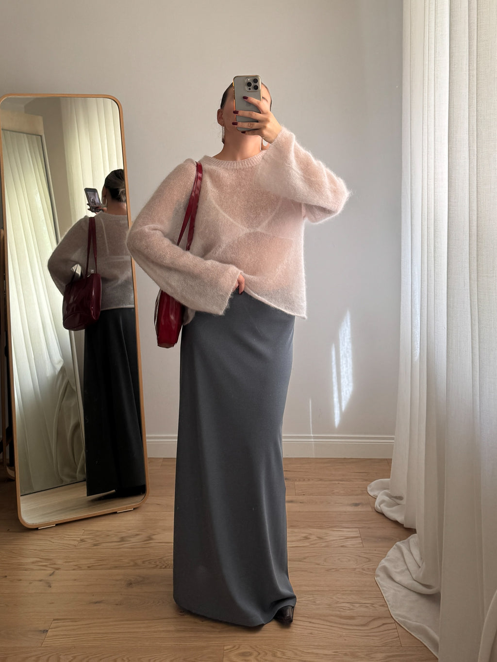 Maglione kid mohair con maniche svasate - Ice