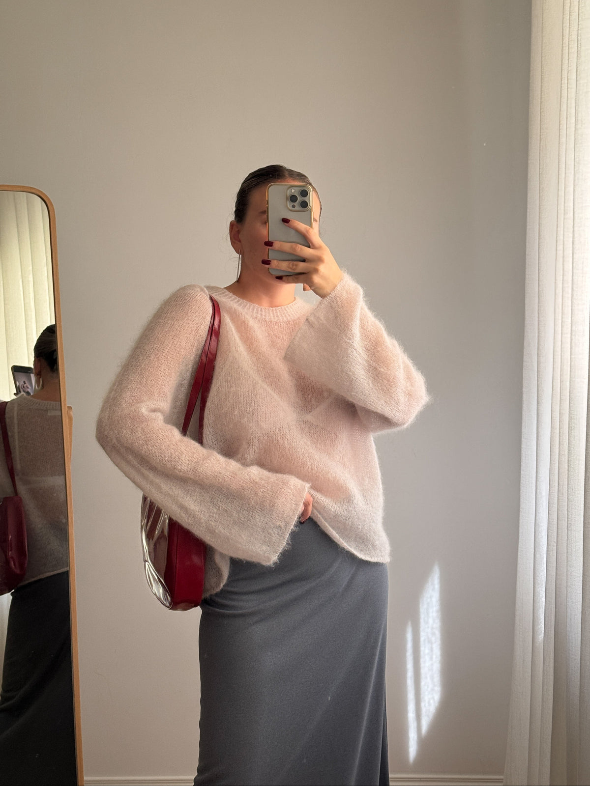 Maglione kid mohair con maniche svasate - Ice