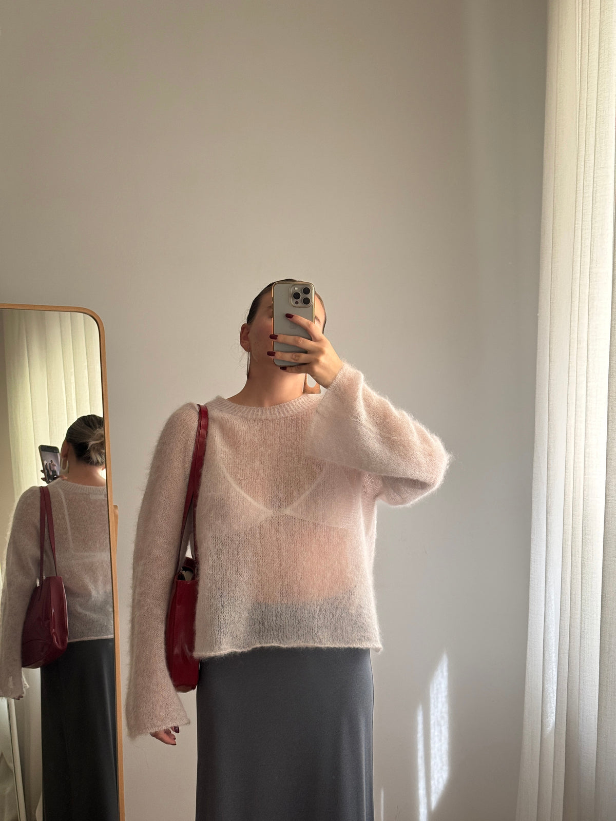 Maglione kid mohair con maniche svasate - Ice