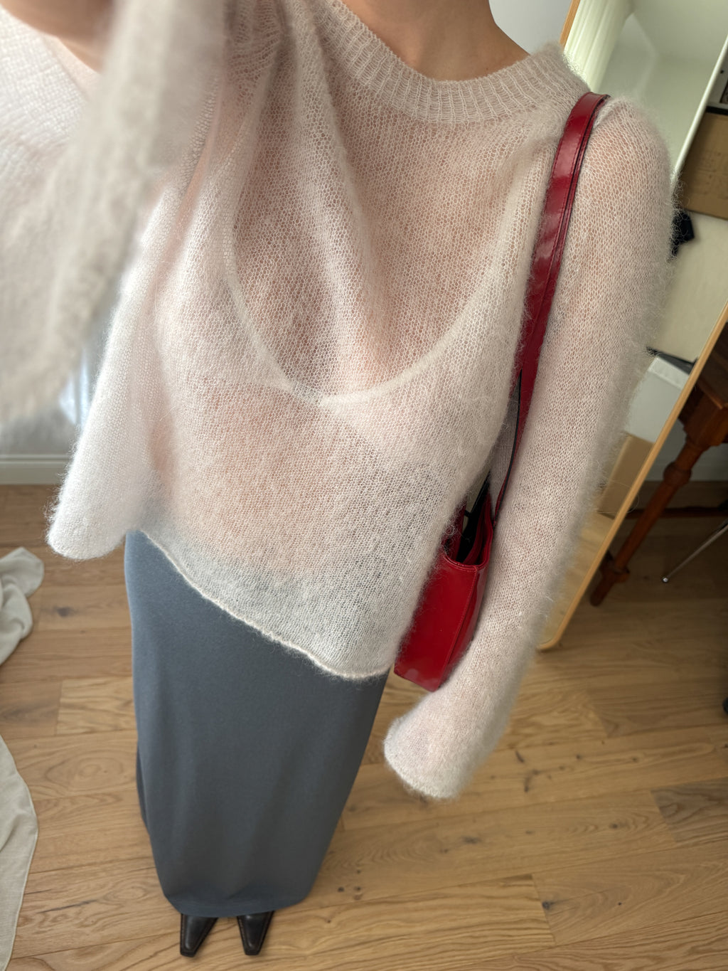 Maglione kid mohair con maniche svasate - Ice