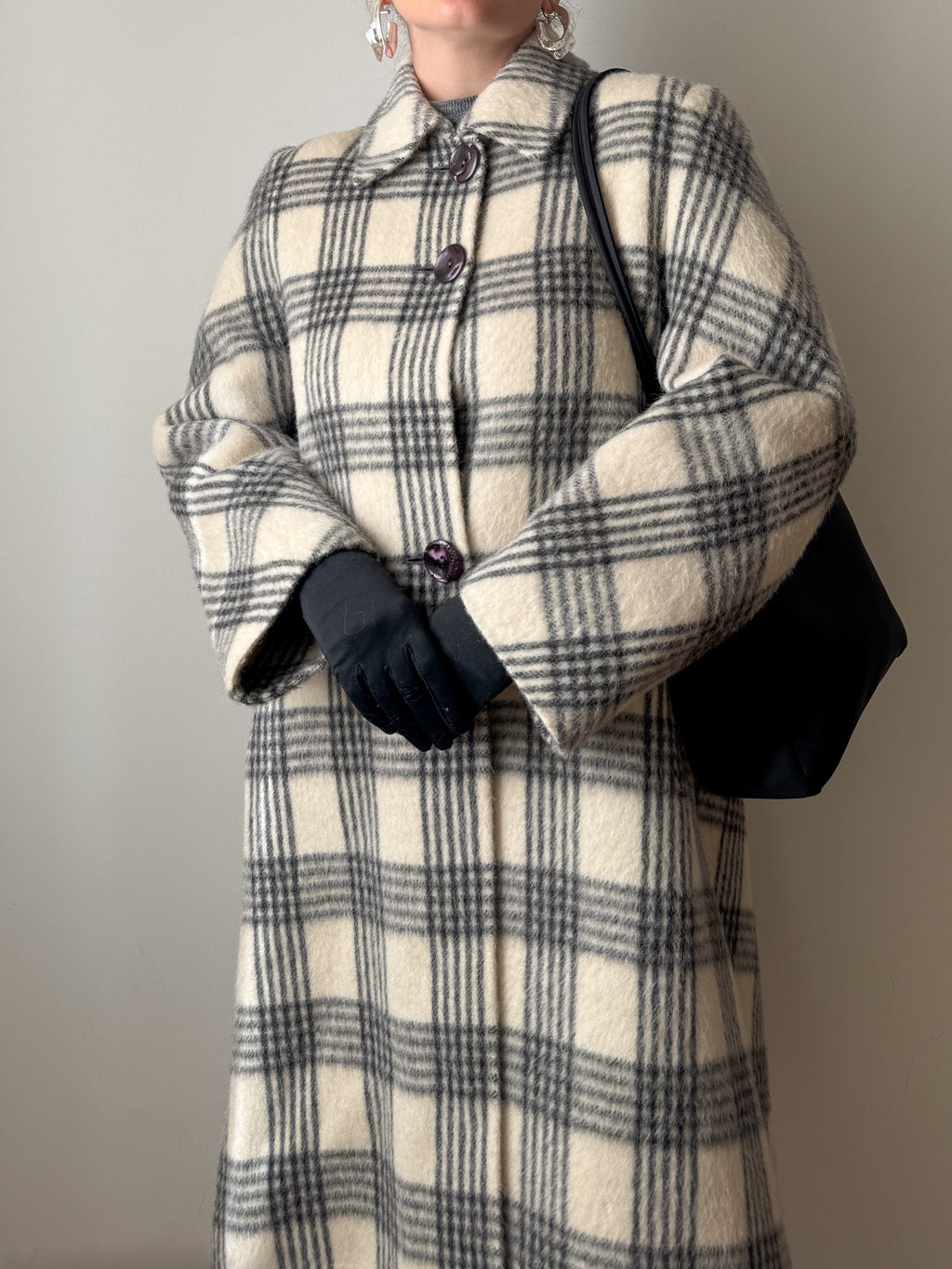 Cappotto check in lana vergine e alpaca