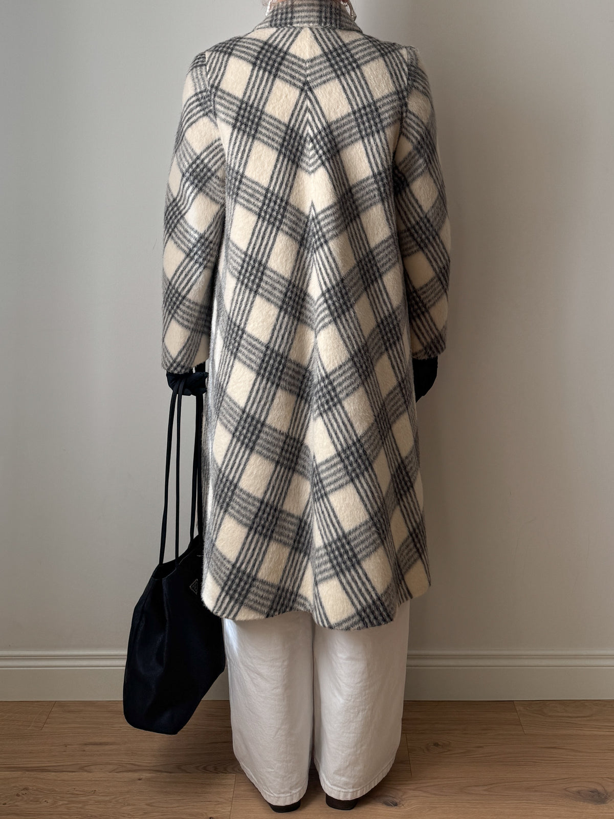 Cappotto check in lana vergine e alpaca