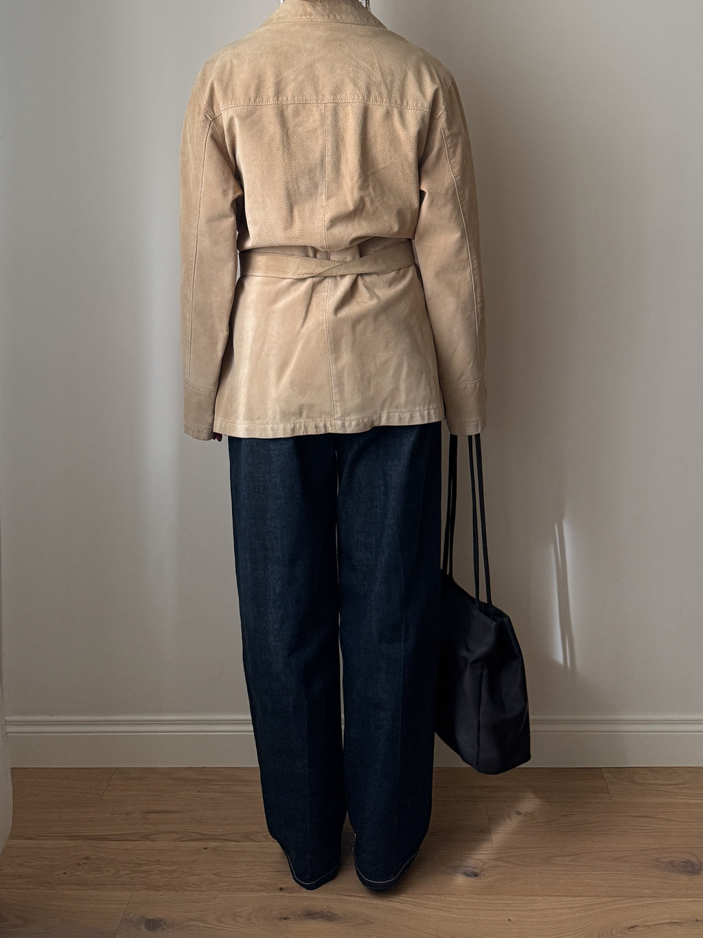Giacca in pelle scamosciata beige