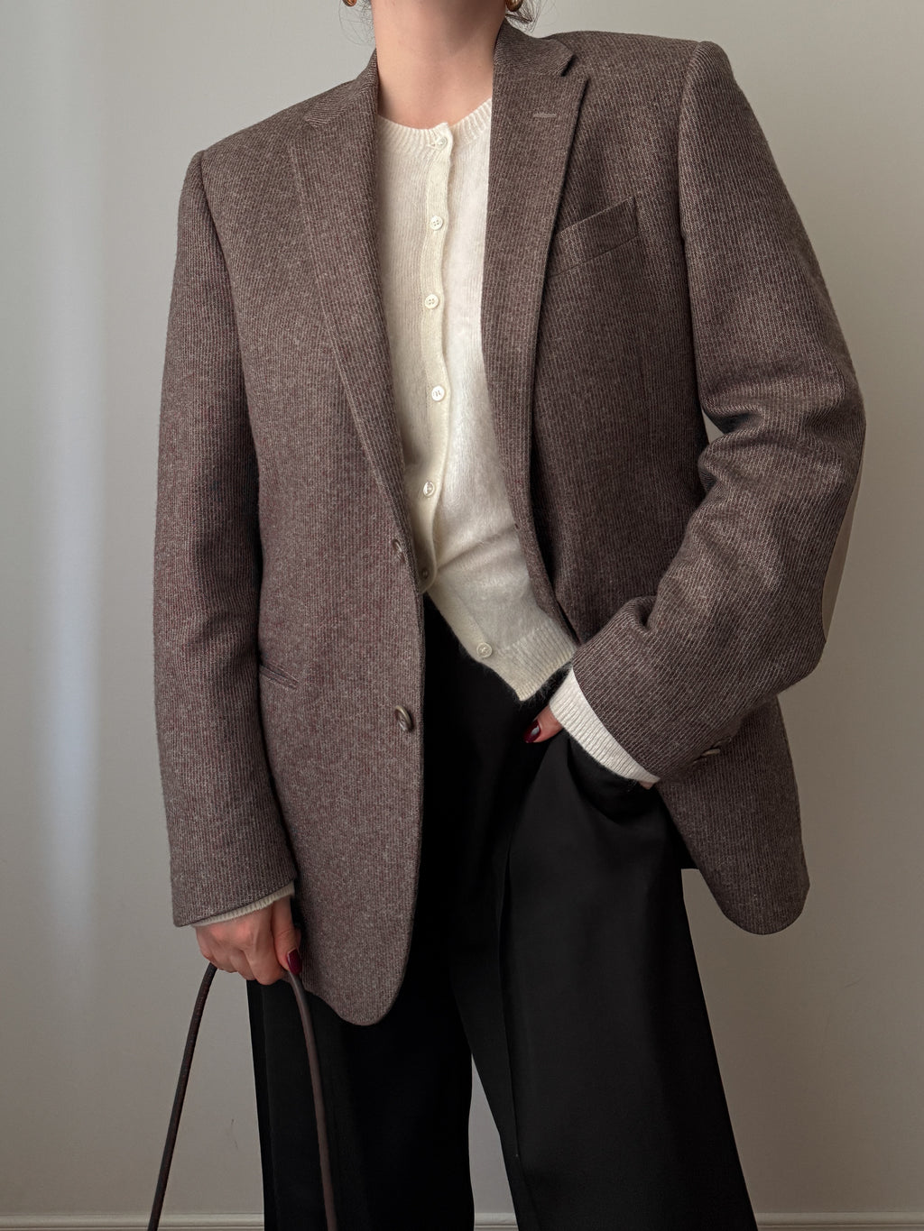 Blazer marrone in cashmere, lana e seta