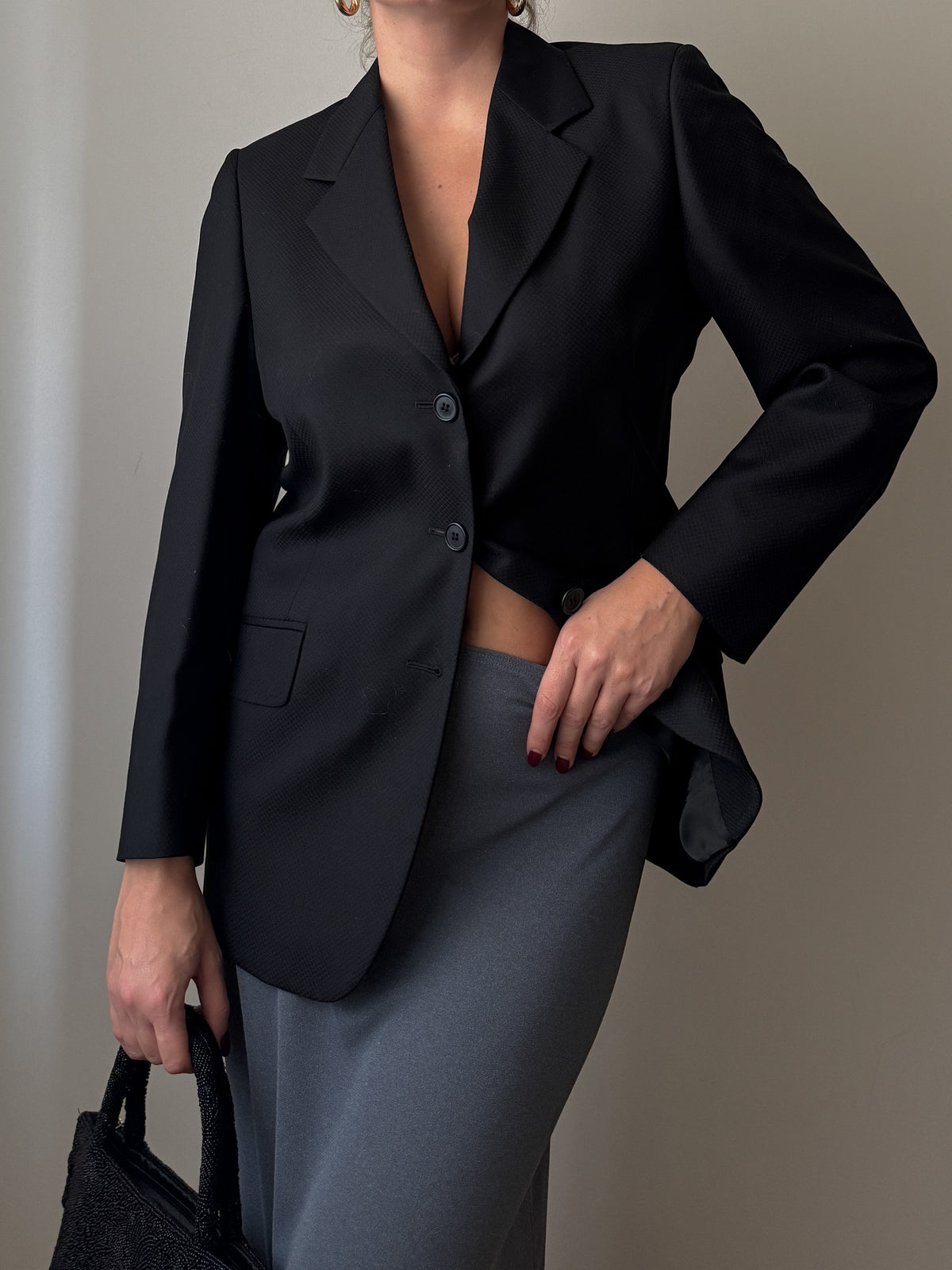Blazer nero in pura lana Super 100’s