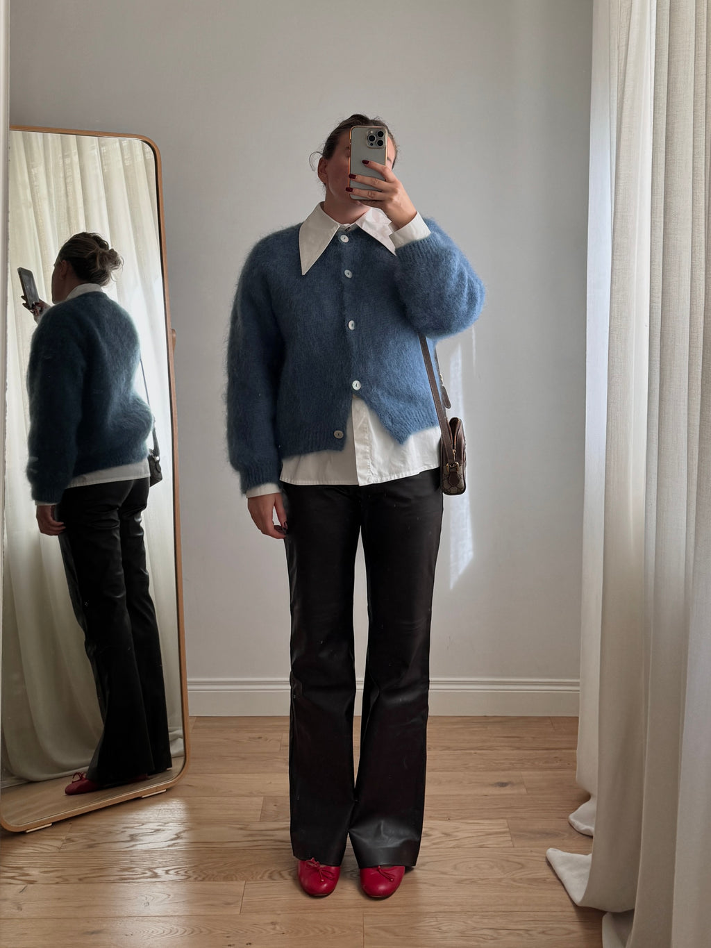Cardigan in kid mohair - Denim