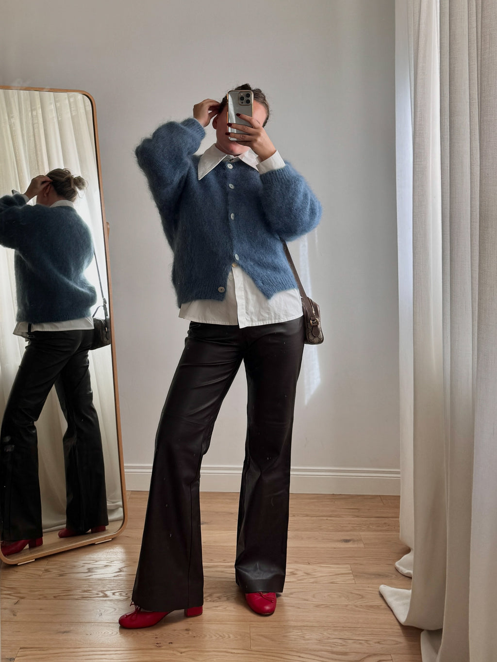 Cardigan in kid mohair - Denim