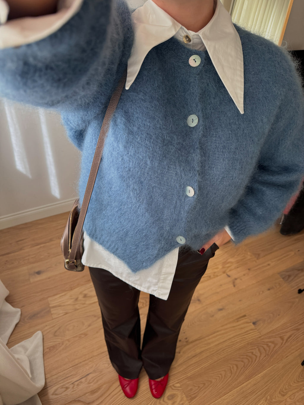 Cardigan in kid mohair - Denim