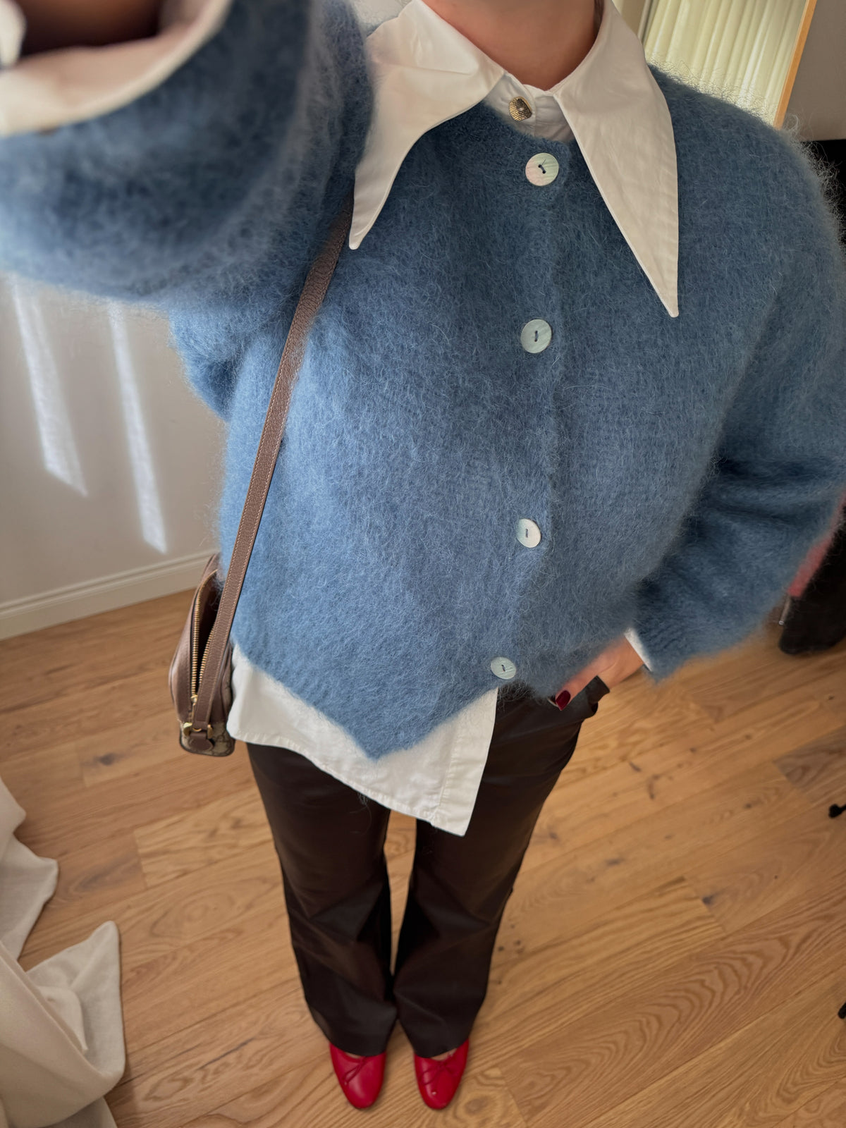 Cardigan in kid mohair - Denim