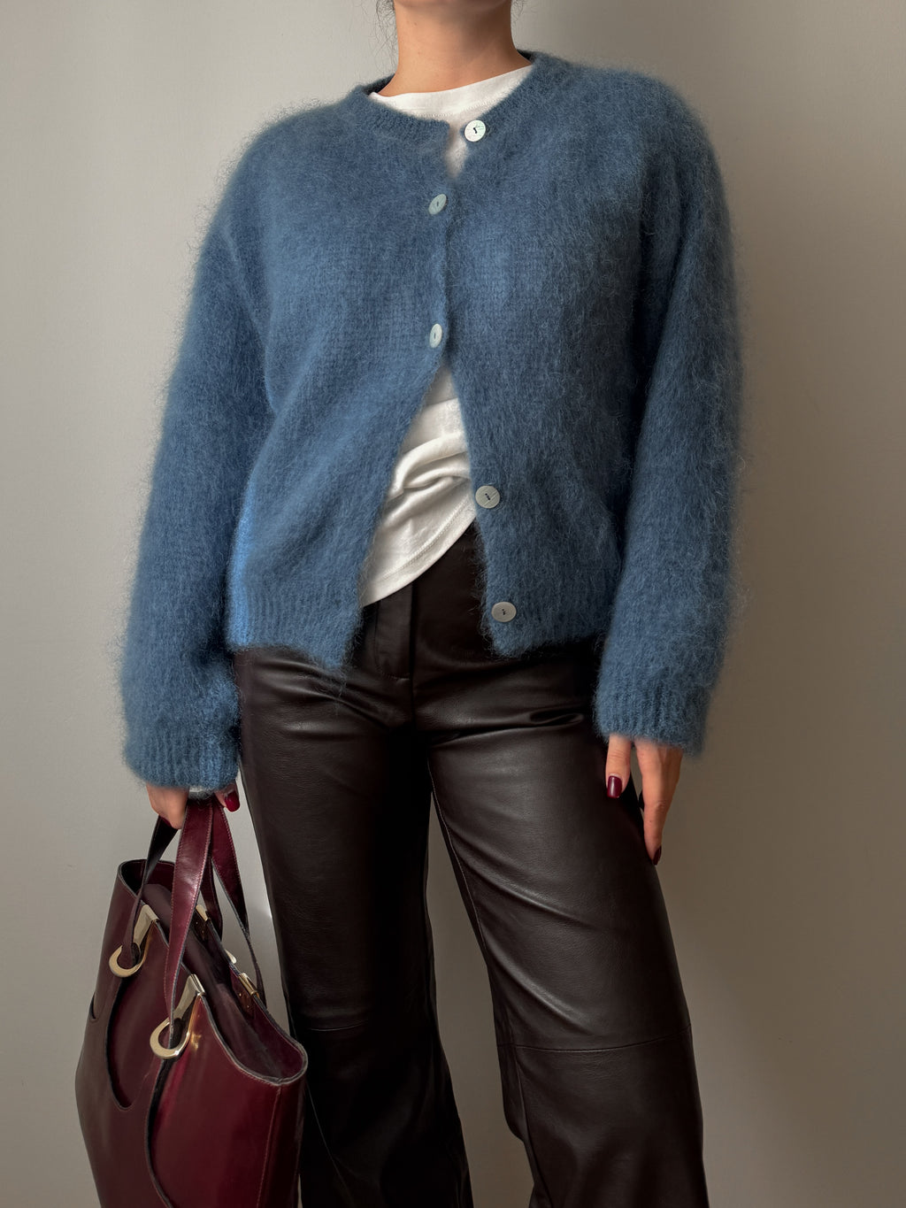 Cardigan in kid mohair - Denim