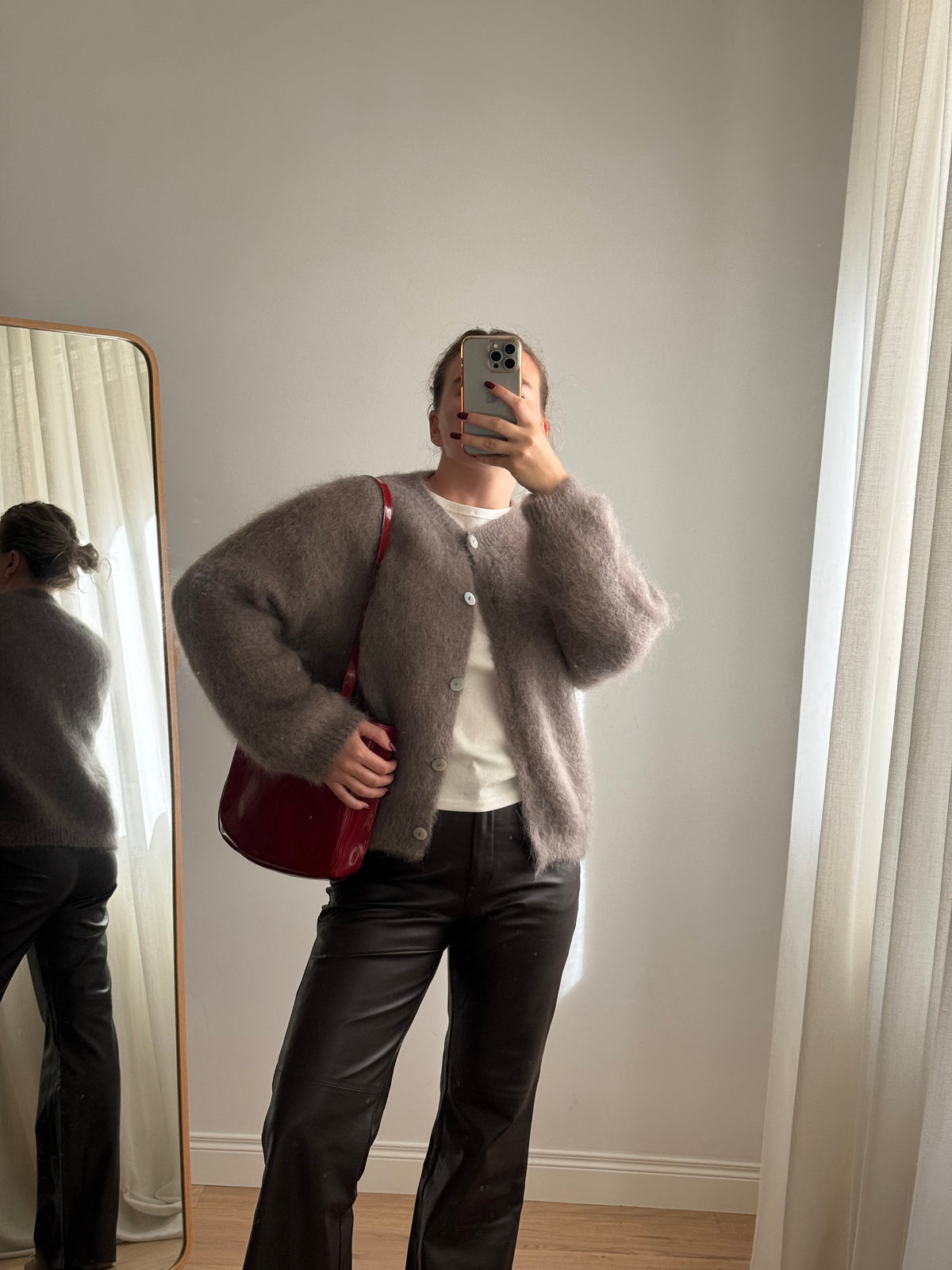 Cardigan in kid mohair - Taupe