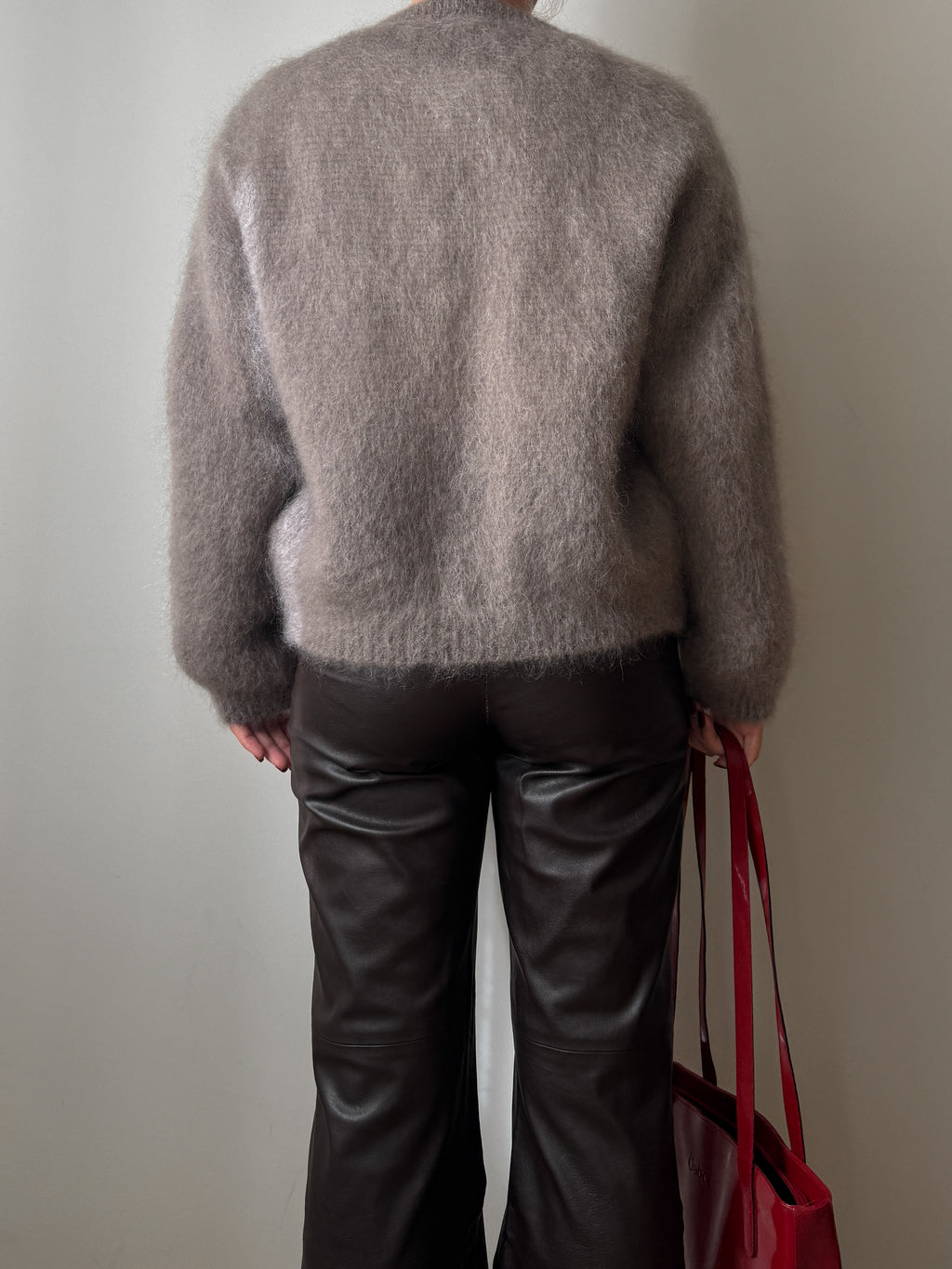 Cardigan in kid mohair - Taupe