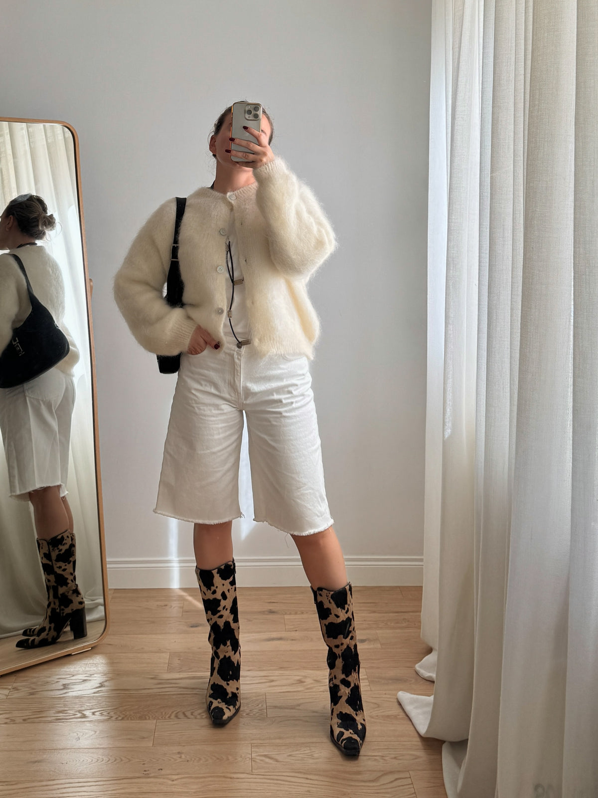 Cardigan in kid mohair - Milk