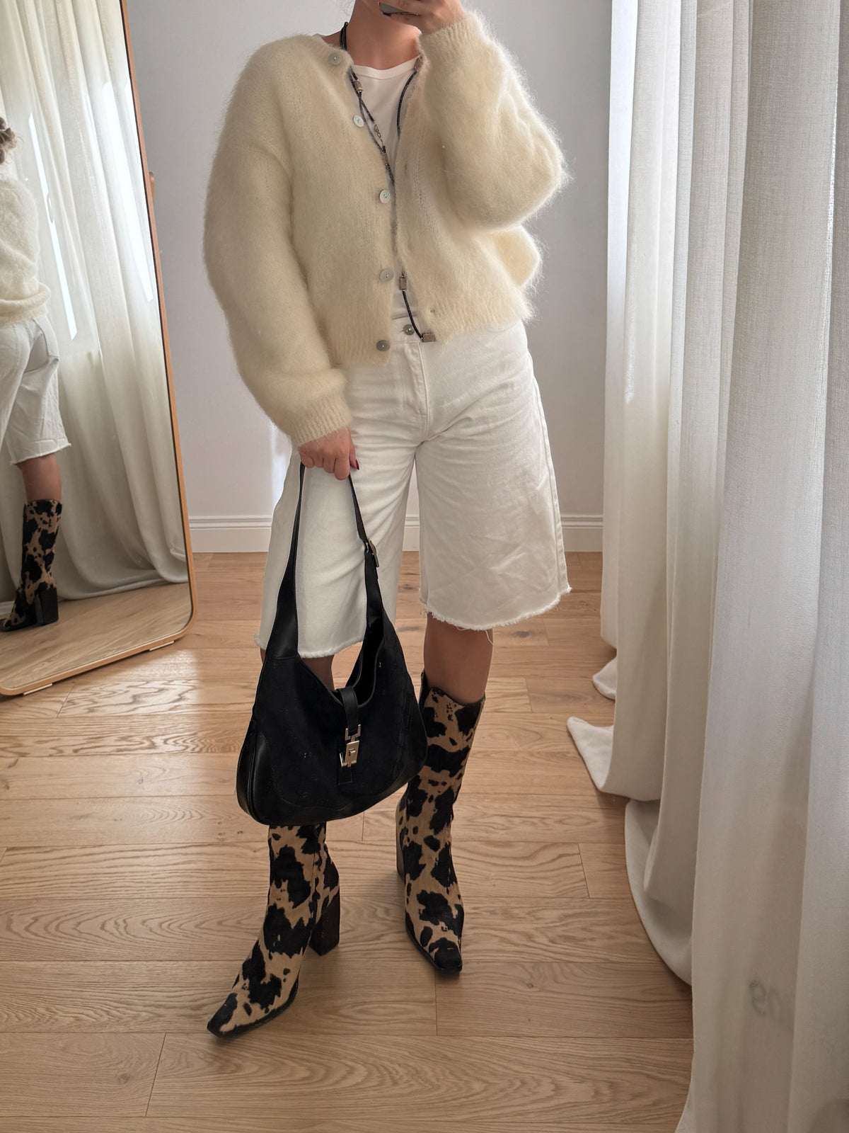 Cardigan in kid mohair - Milk