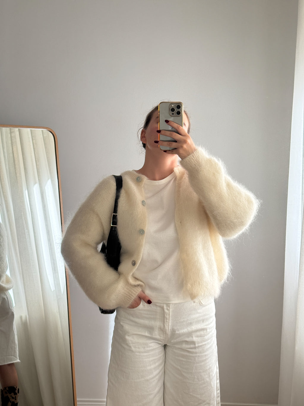 Cardigan in kid mohair - Milk