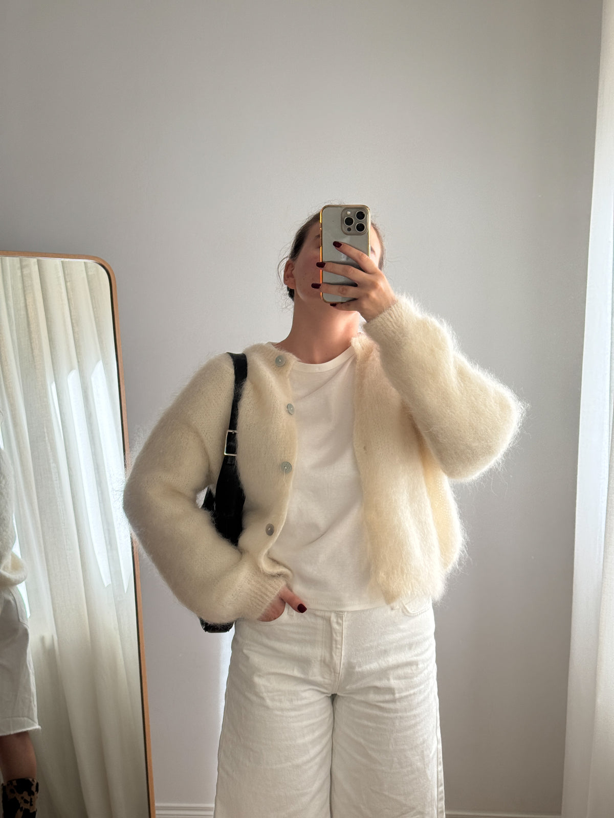 Cardigan in kid mohair - Milk