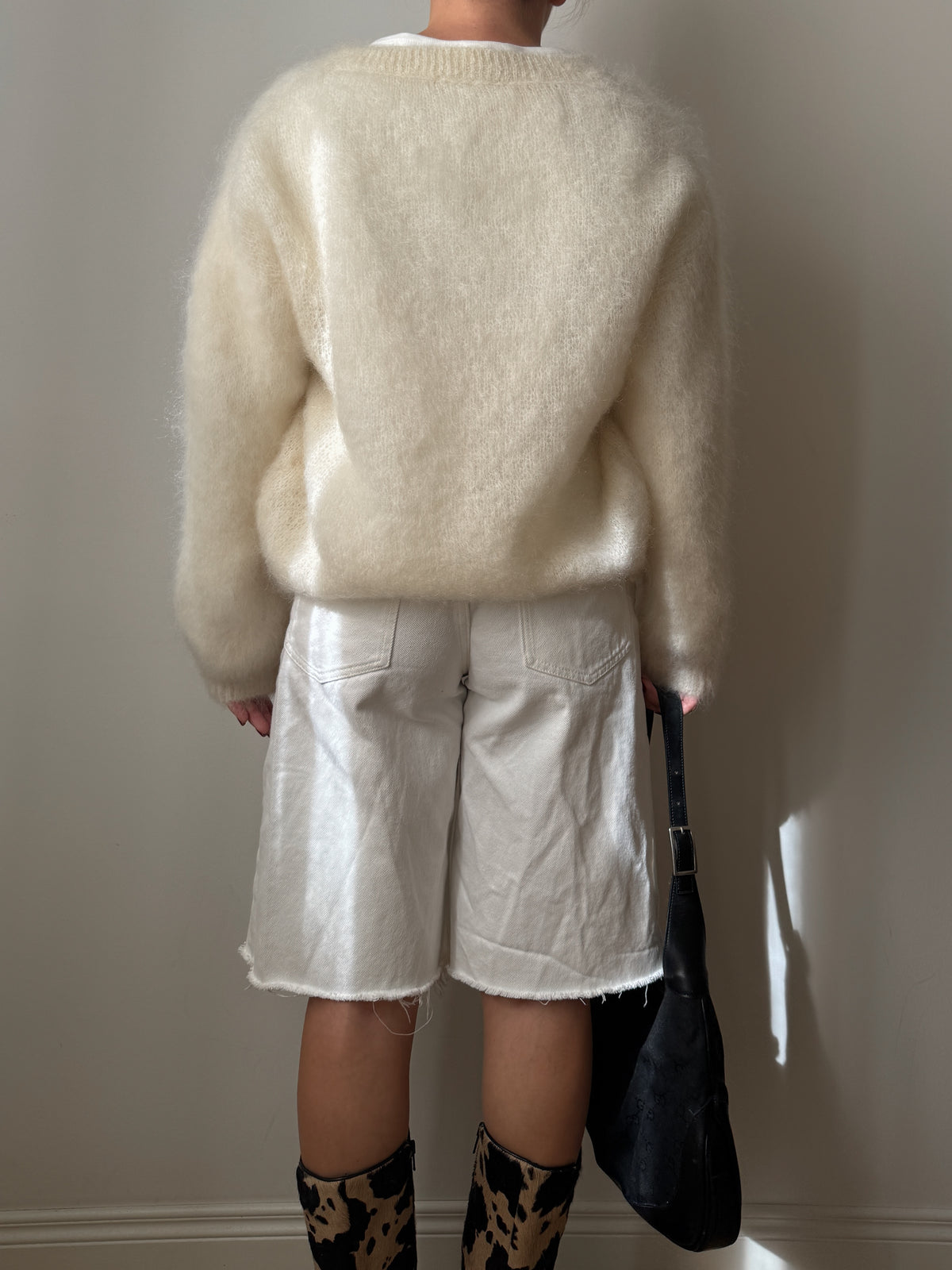 Cardigan in kid mohair - Milk