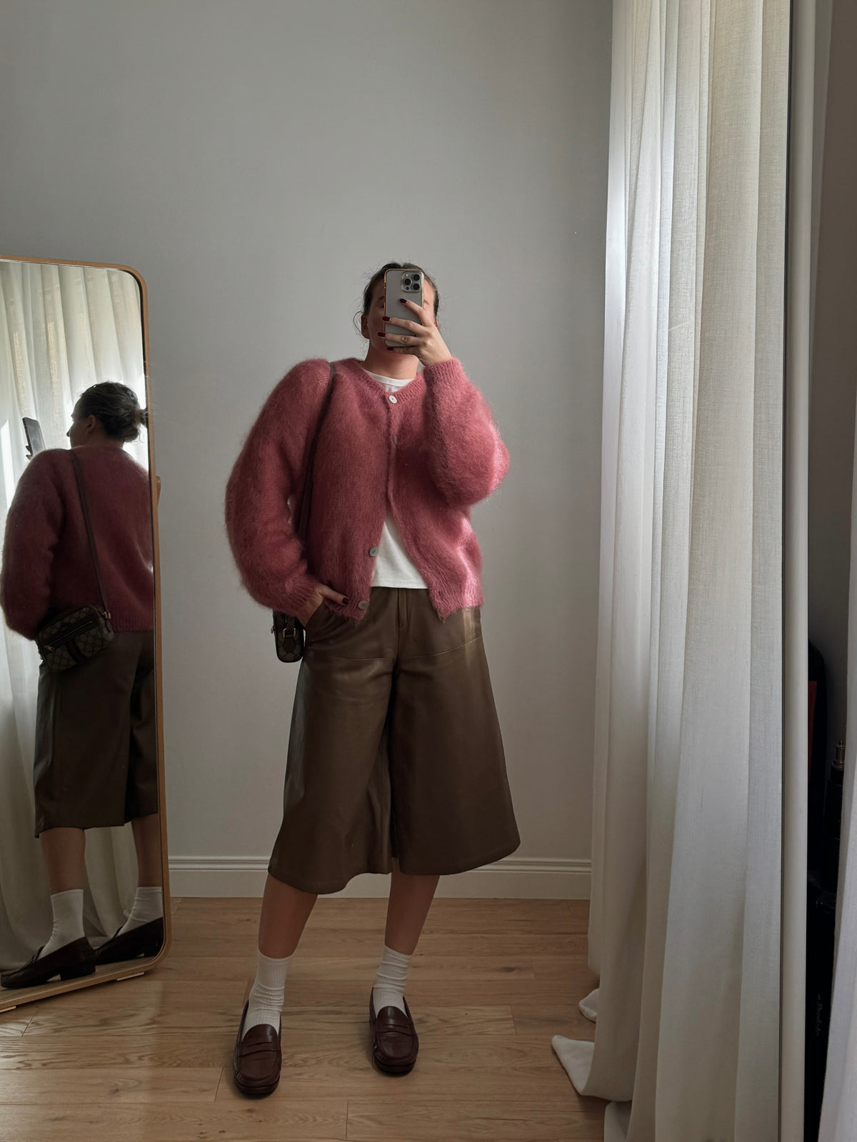 Cardigan in kid mohair - Dusty Rose