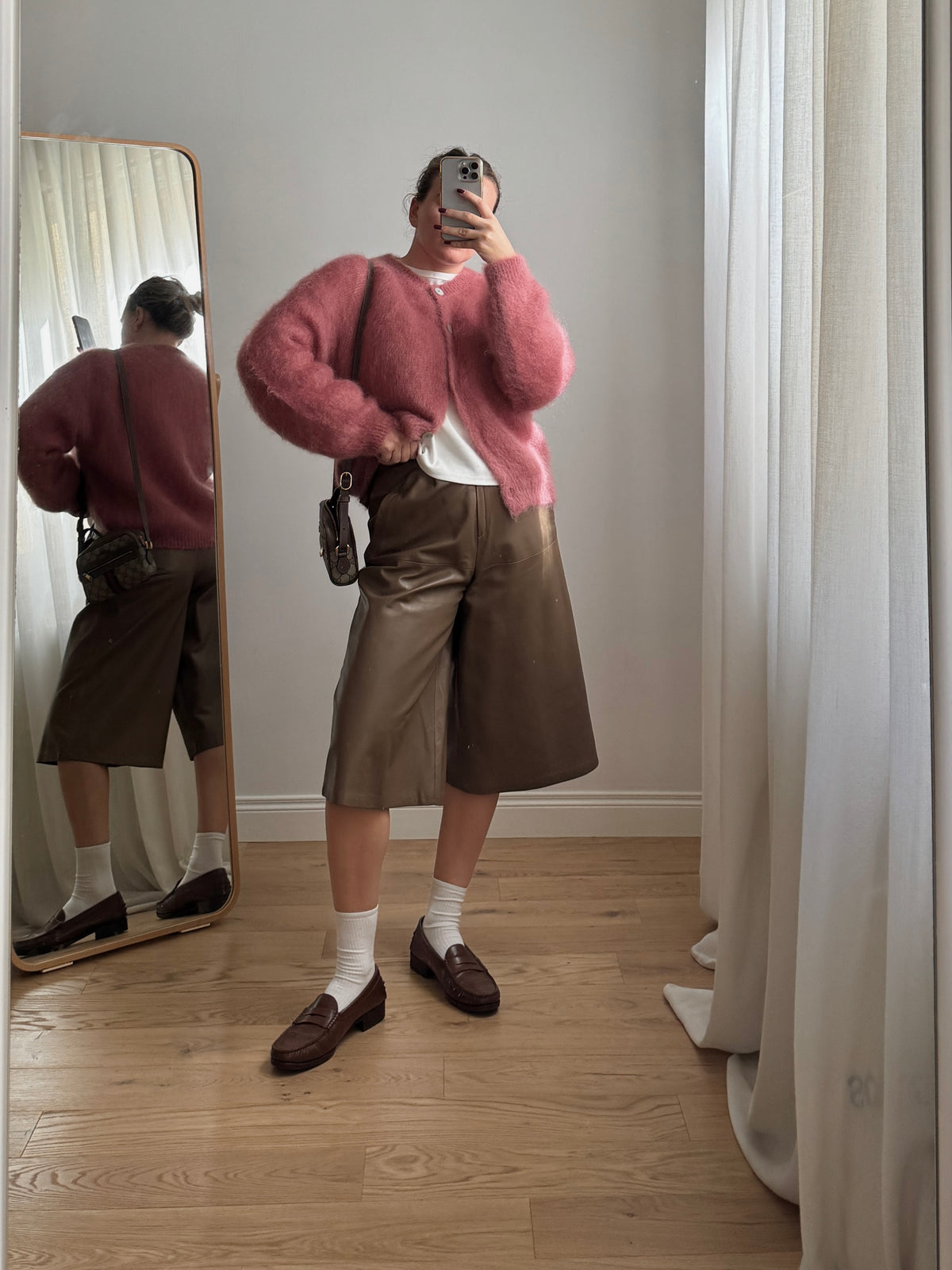Cardigan in kid mohair - Dusty Rose