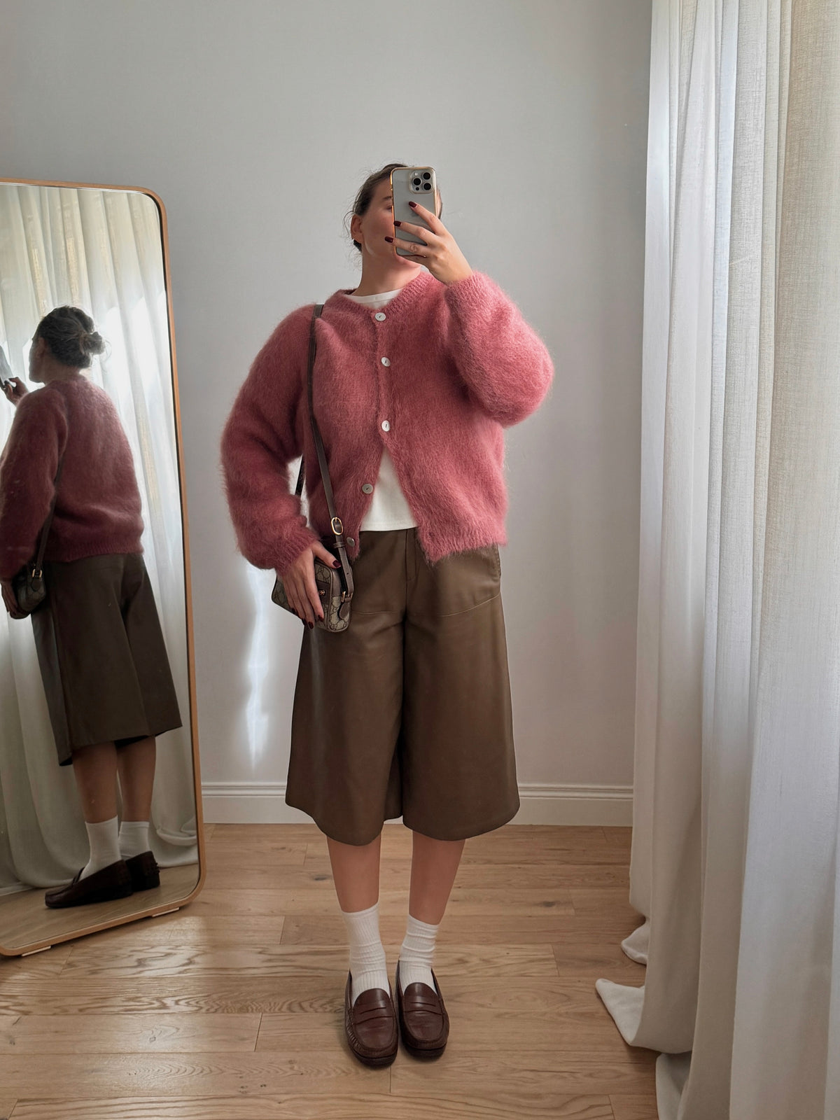 Cardigan in kid mohair - Dusty Rose