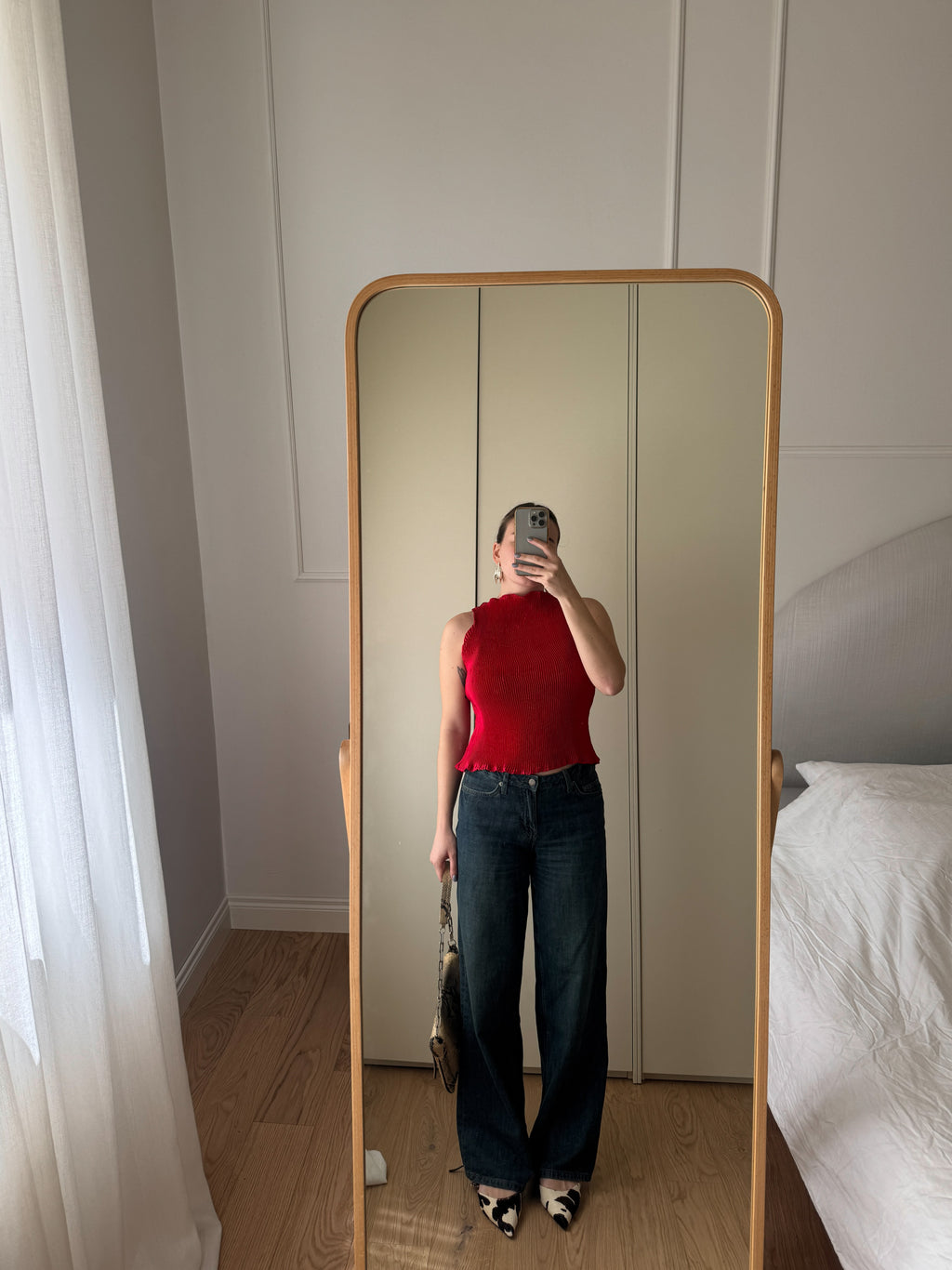 Top plissé rosso