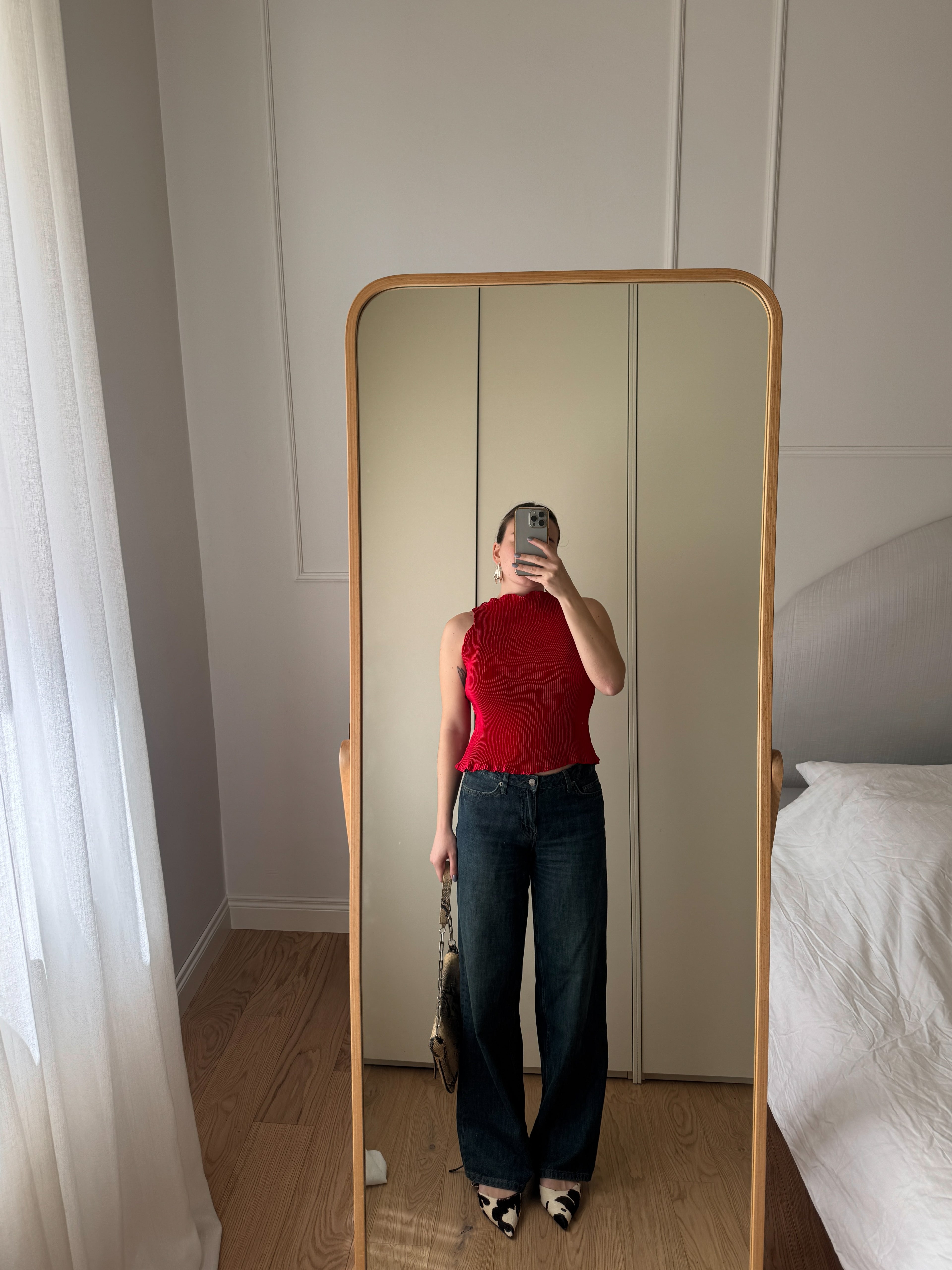 Top plissé rosso