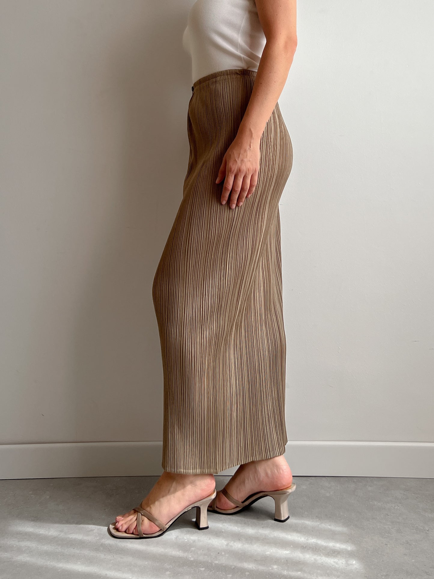 Issey Miyake Pleats Please beige skirt