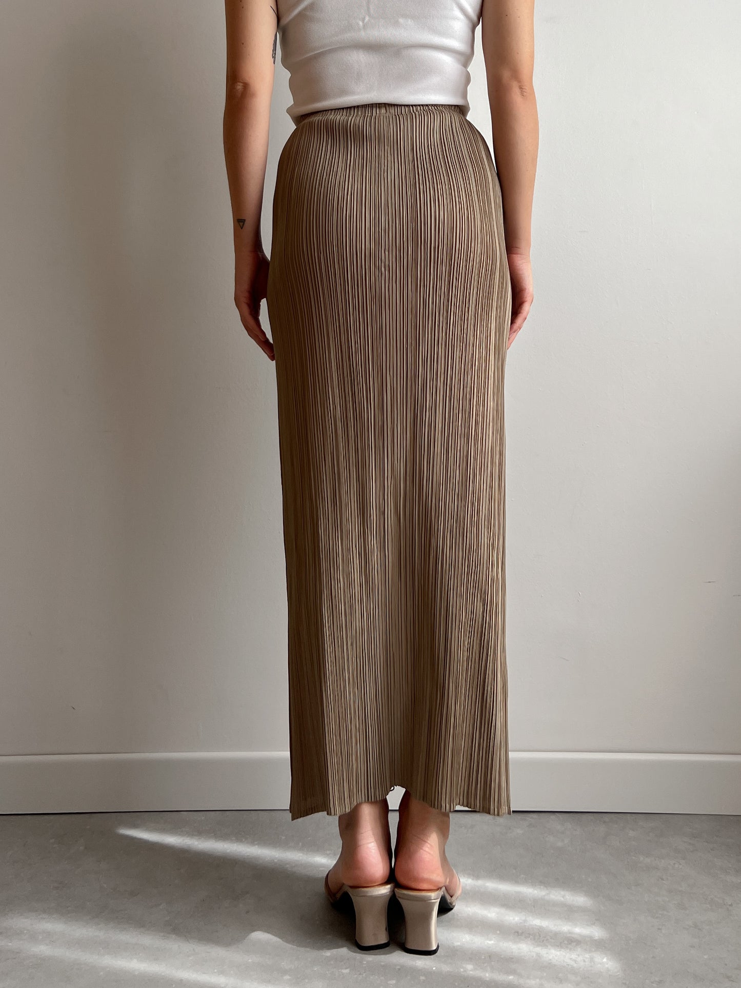 Issey Miyake Pleats Please beige skirt