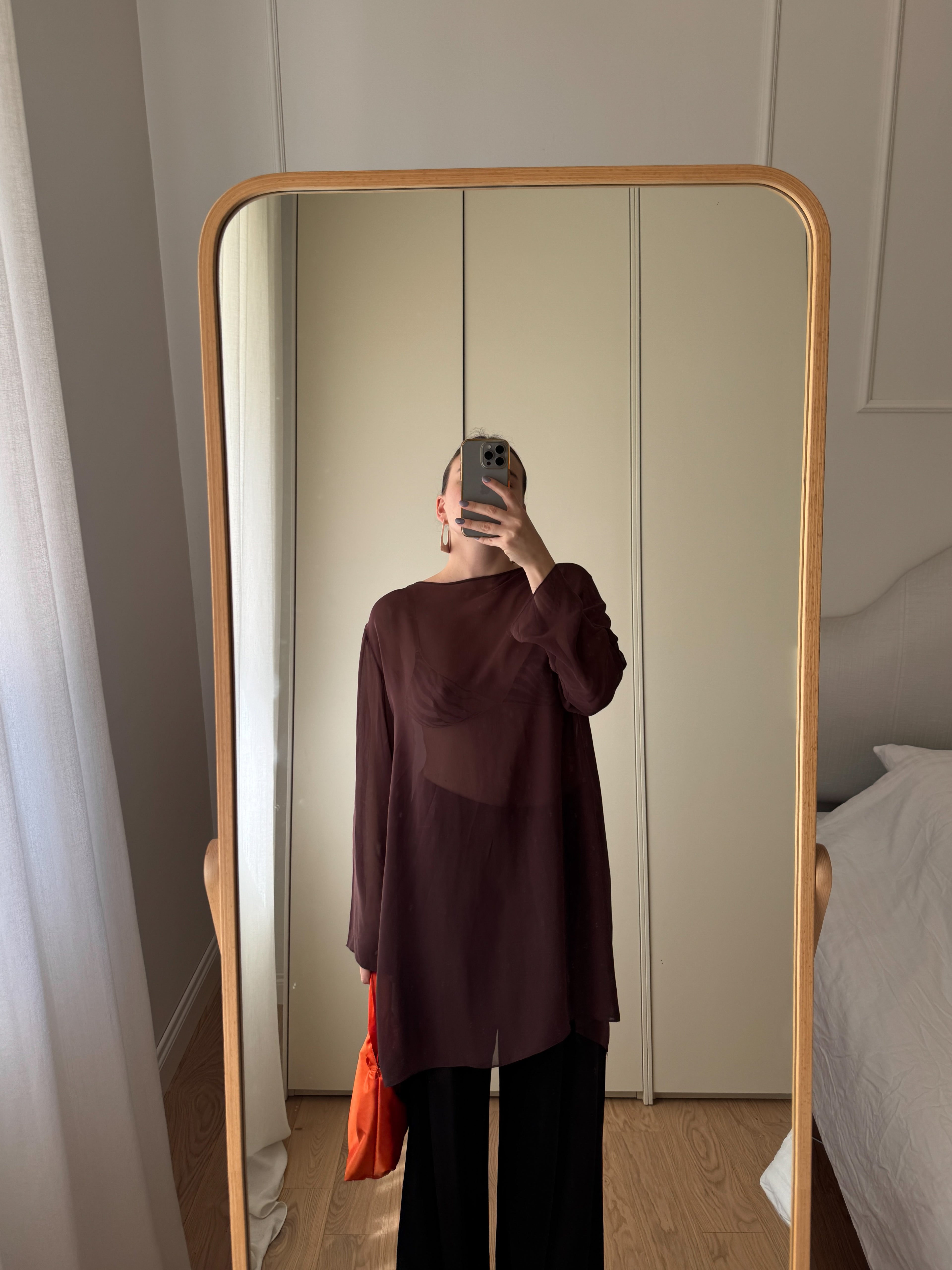 Blusa in pura viscosa color cioccolato