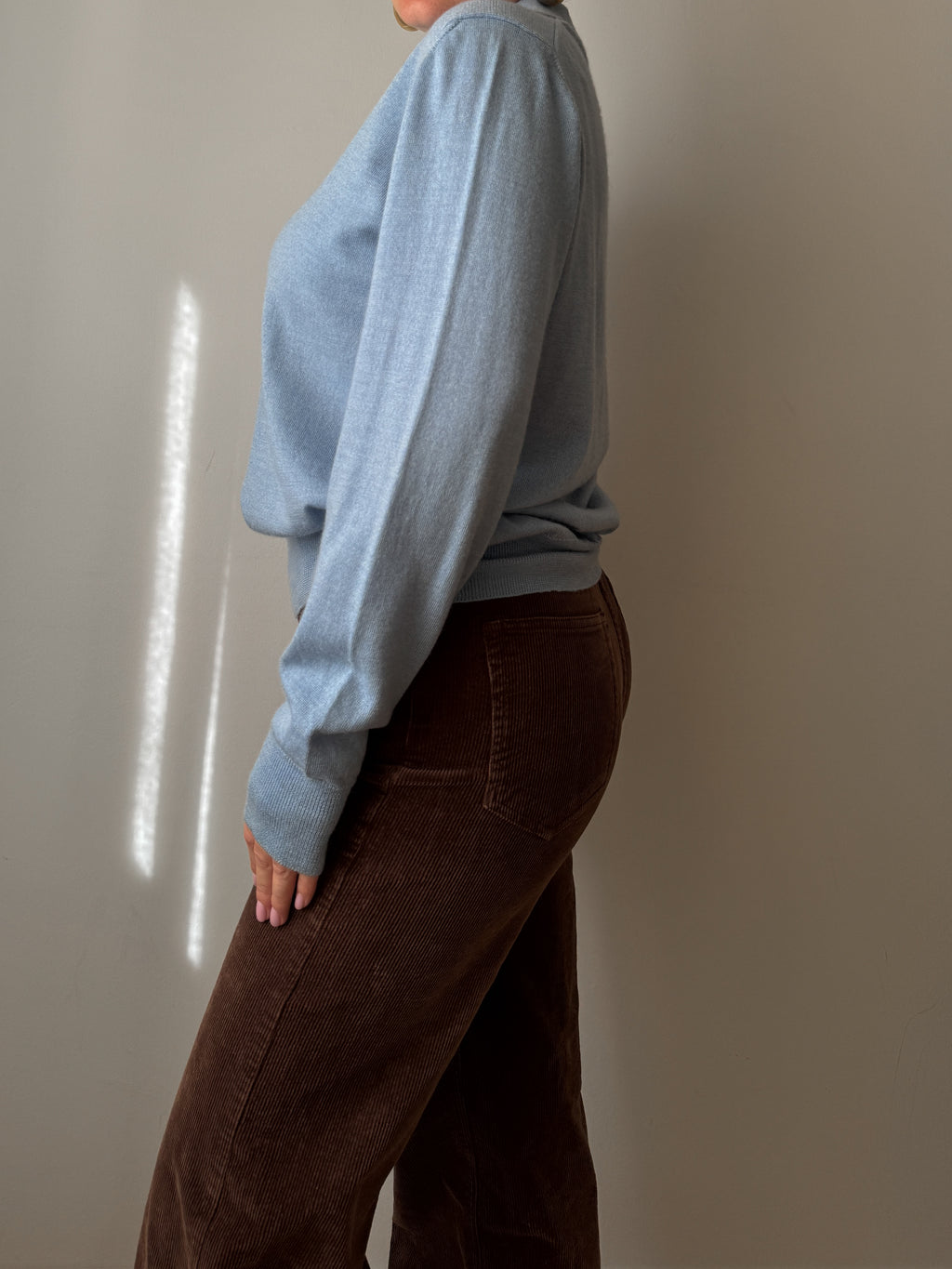 Maglione polo in pura lana vergine azzurro polvere
