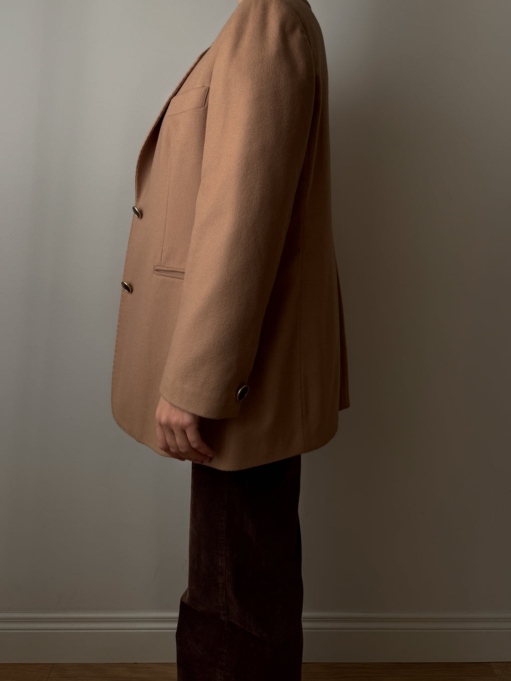 Blazer in lana e cashmere color cammello