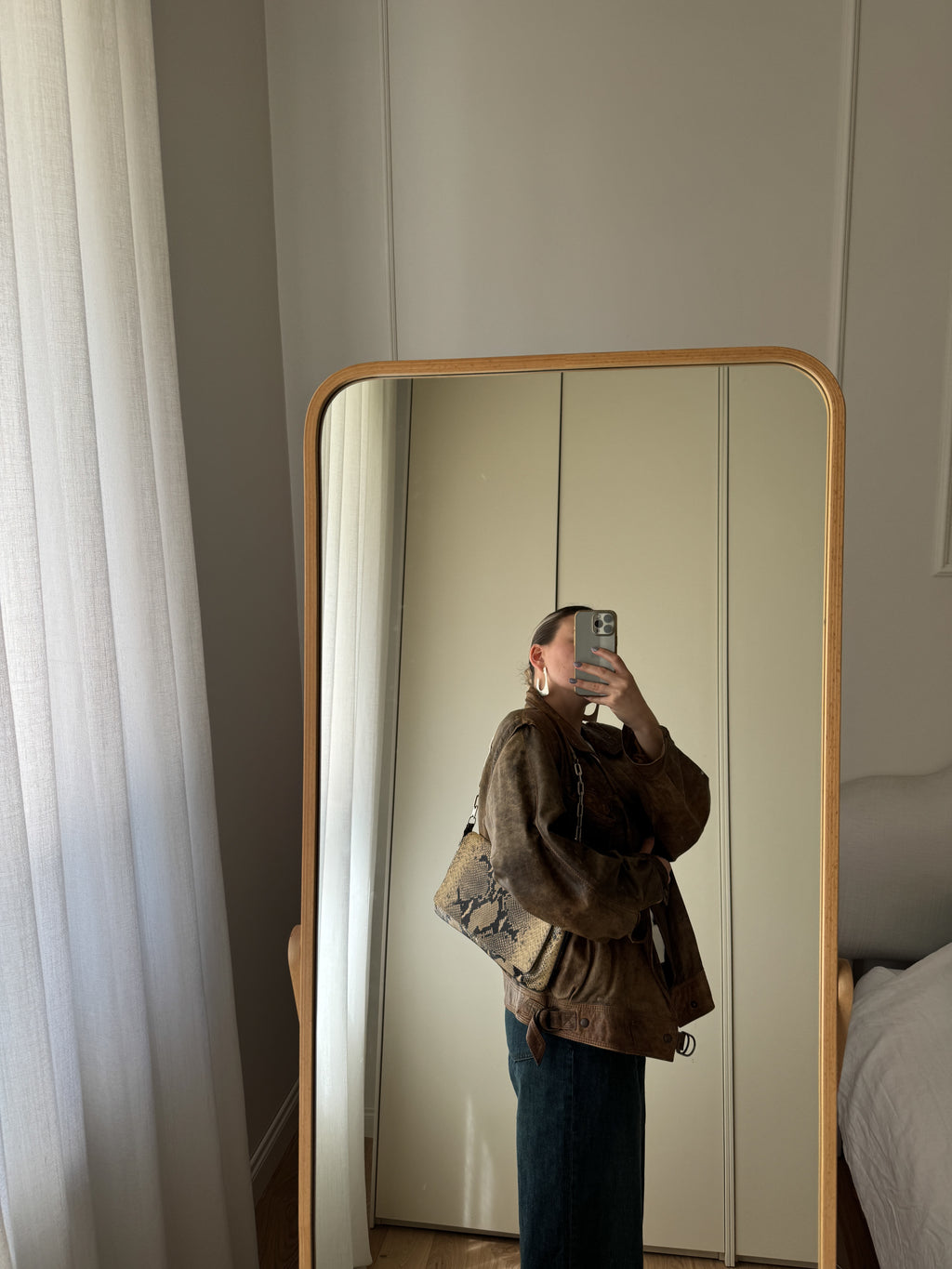 Giacca biker in vera pelle distressed