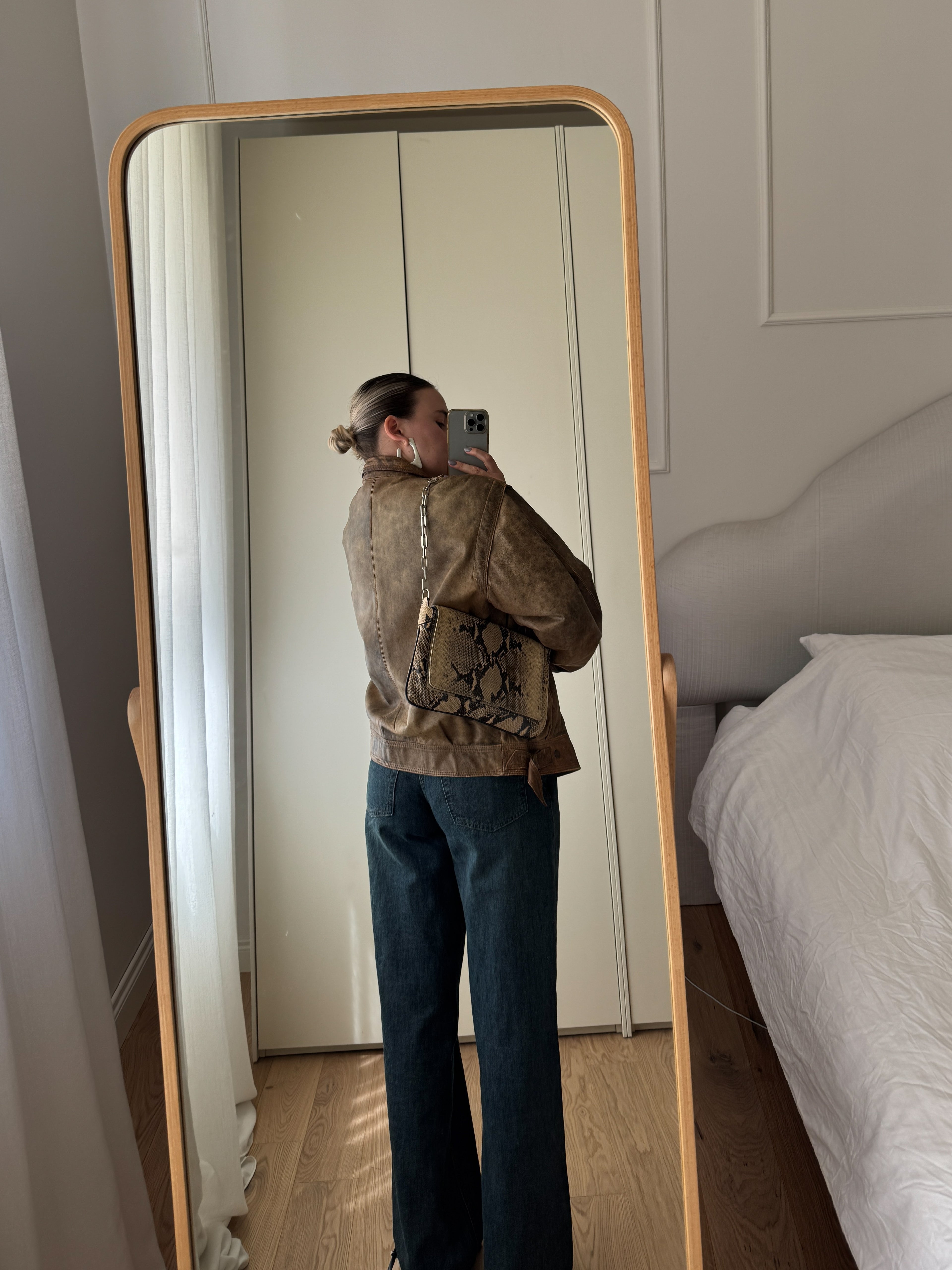 Giacca biker in vera pelle distressed