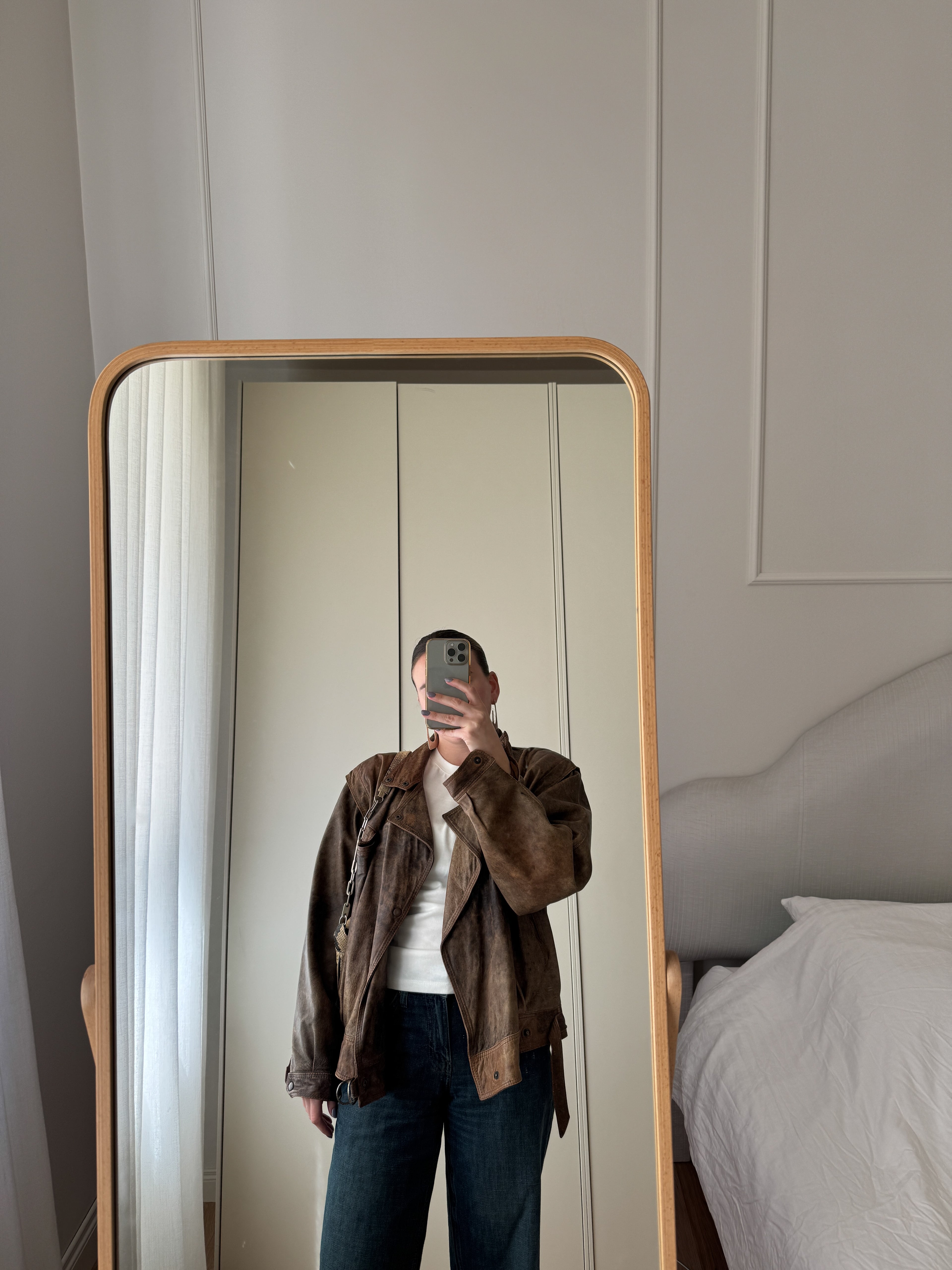 Giacca biker in vera pelle distressed