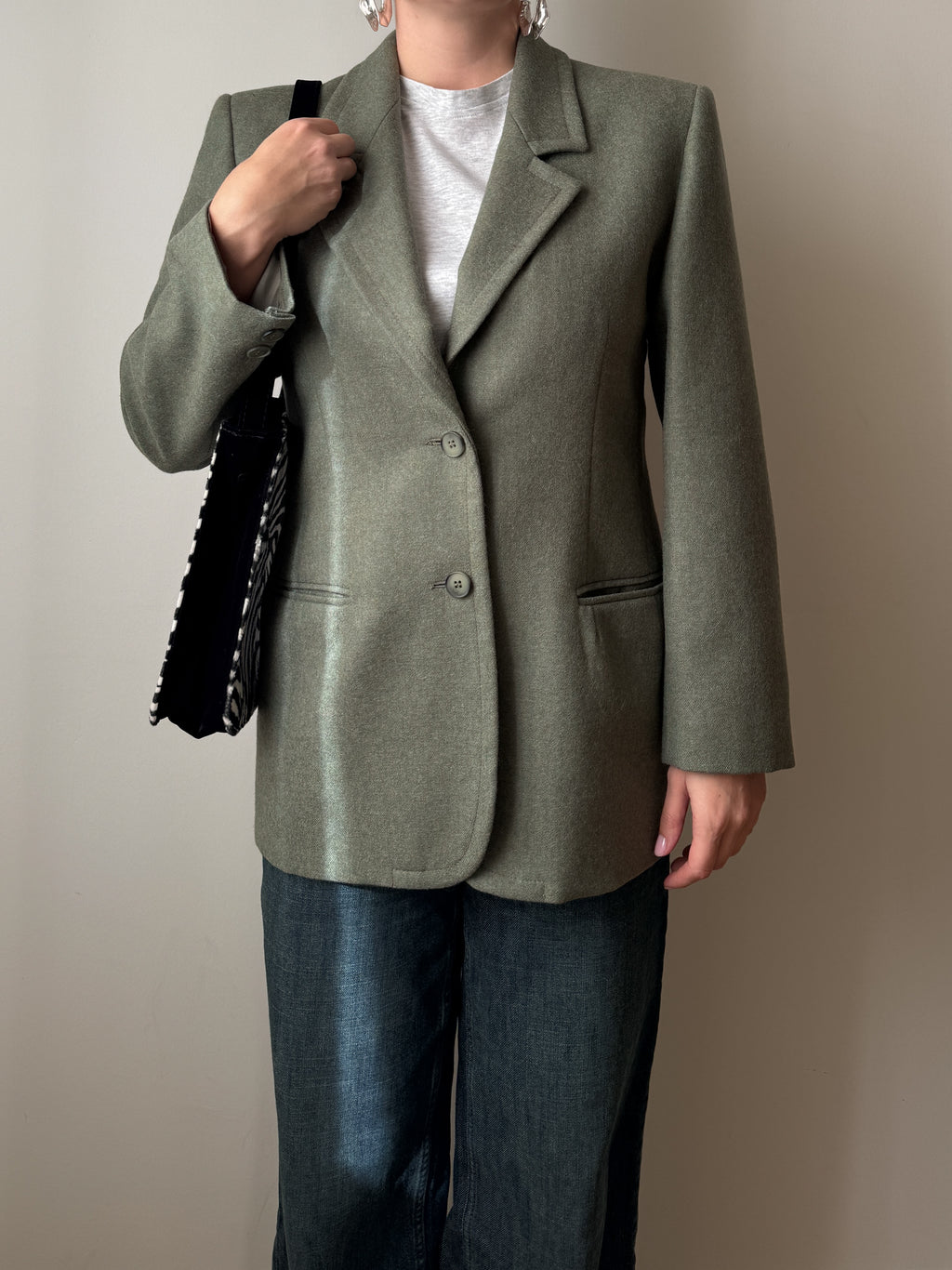 Blazer in pura lana vergine verde salvia