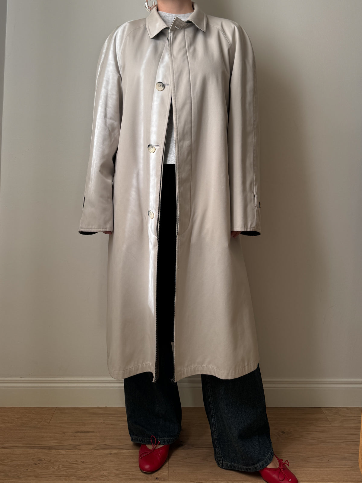 Trench double face in lana spigata