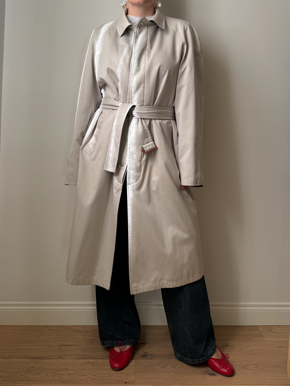 Trench double face in lana spigata