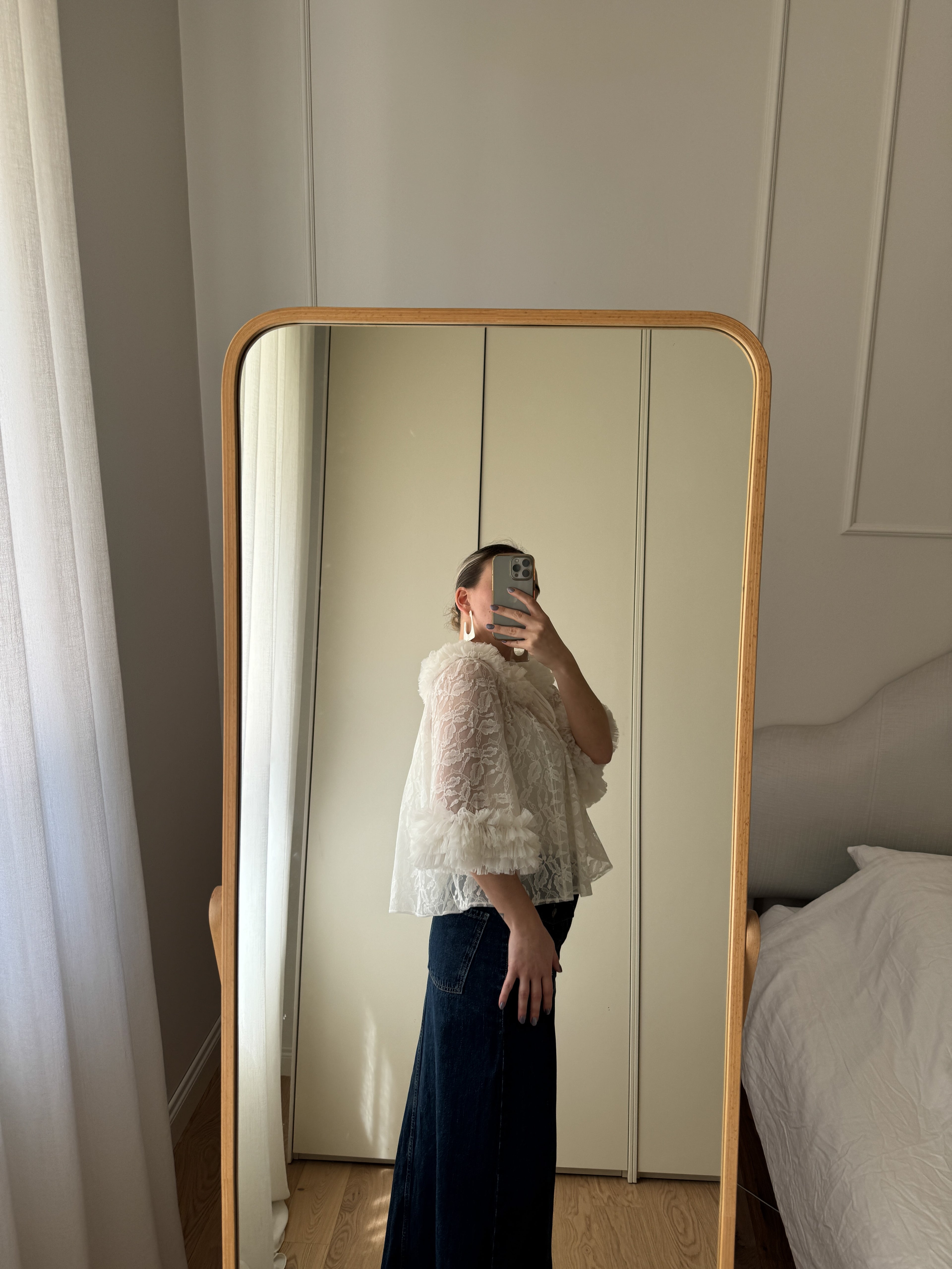 Baby doll in pizzo e ruches bianco