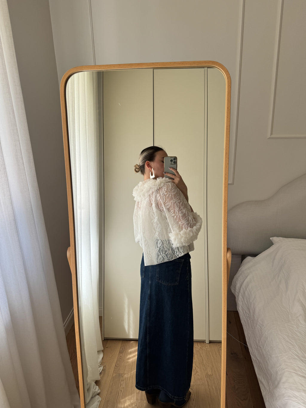 Baby doll in pizzo e ruches bianco