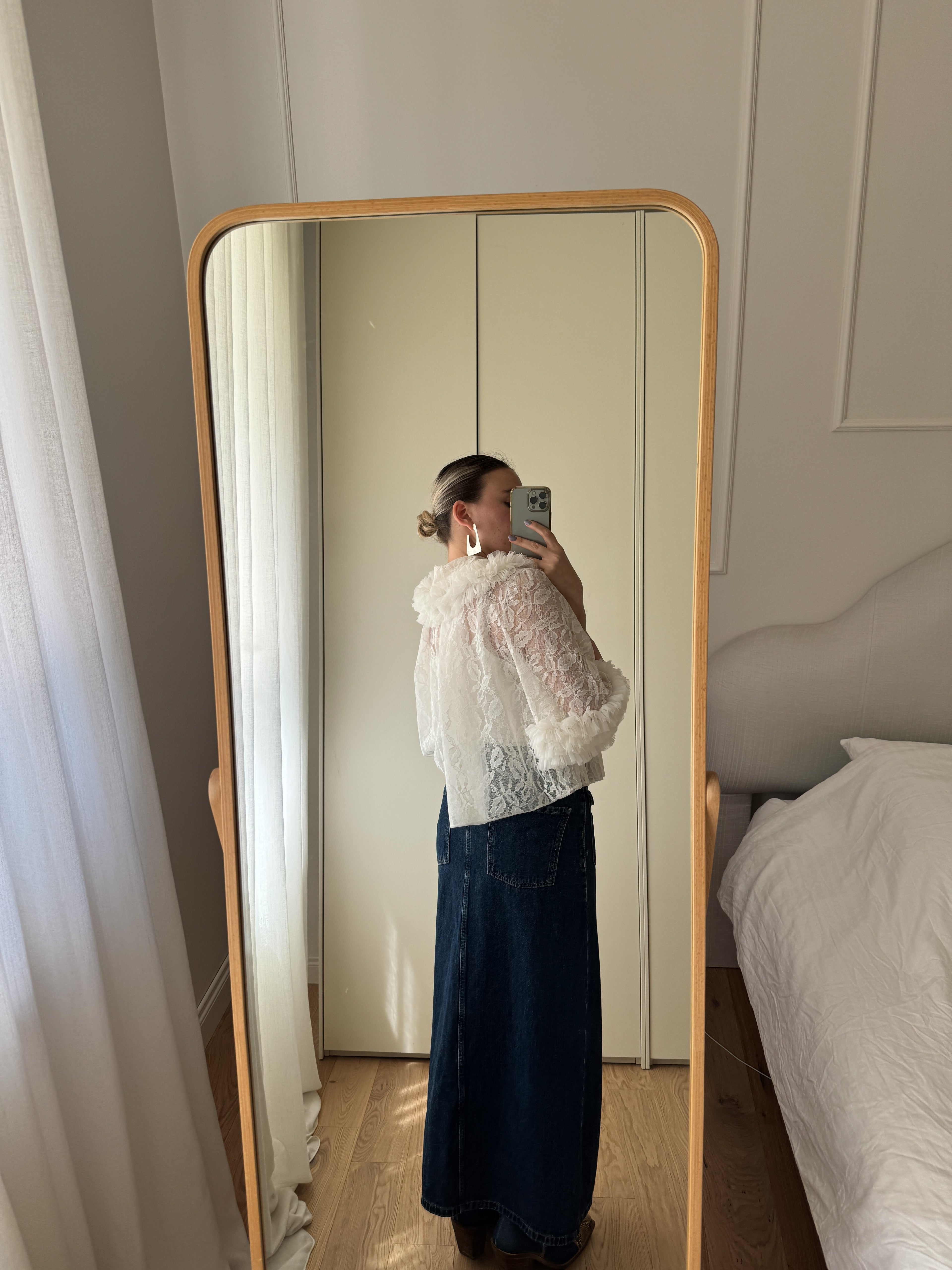 Baby doll in pizzo e ruches bianco