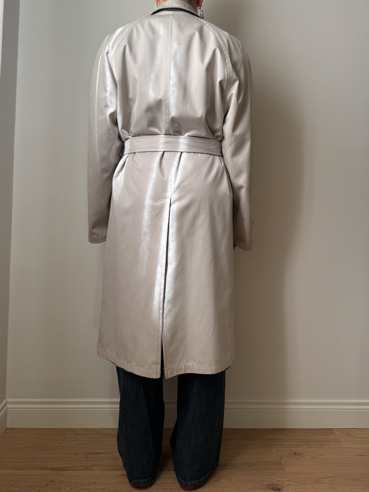 Trench double face in lana spigata