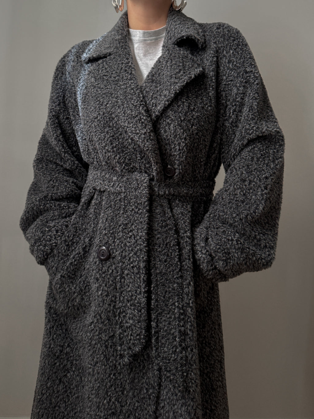 Cappotto in alpaca e lana effetto teddy