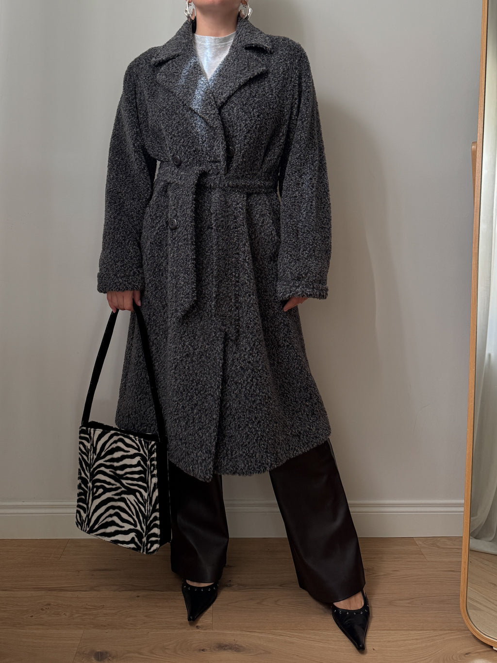 Cappotto in alpaca e lana effetto teddy