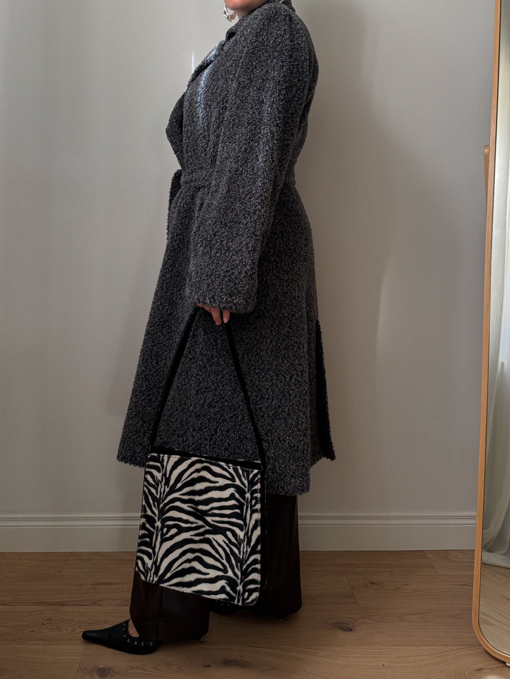 Cappotto in alpaca e lana effetto teddy