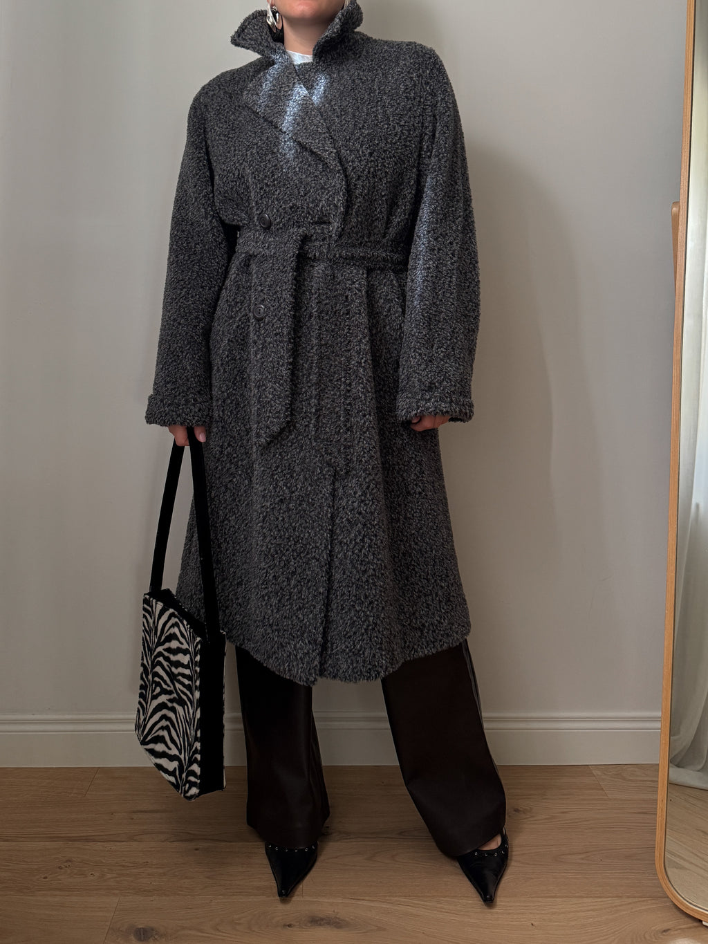 Cappotto in alpaca e lana effetto teddy