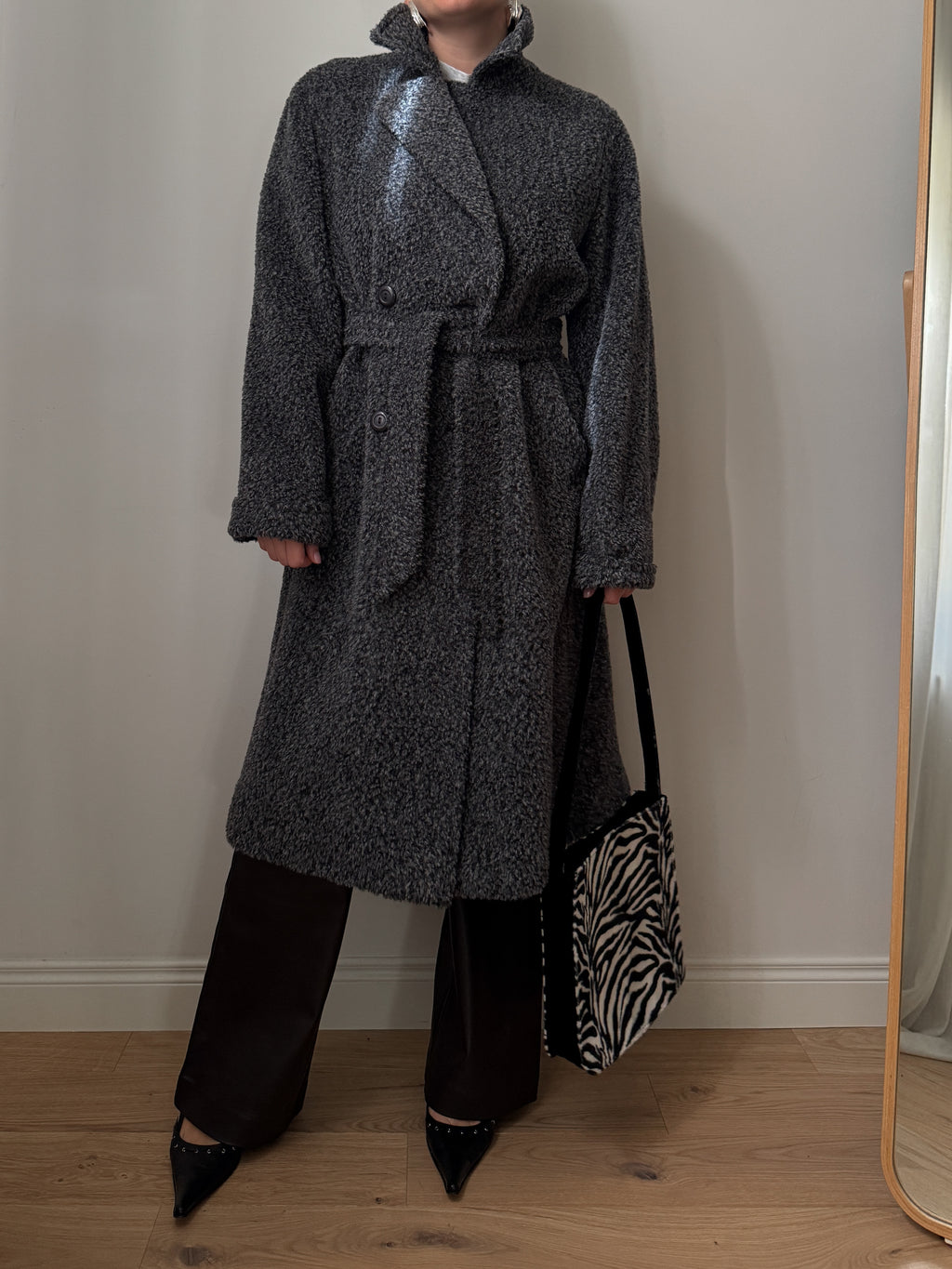 Cappotto in alpaca e lana effetto teddy
