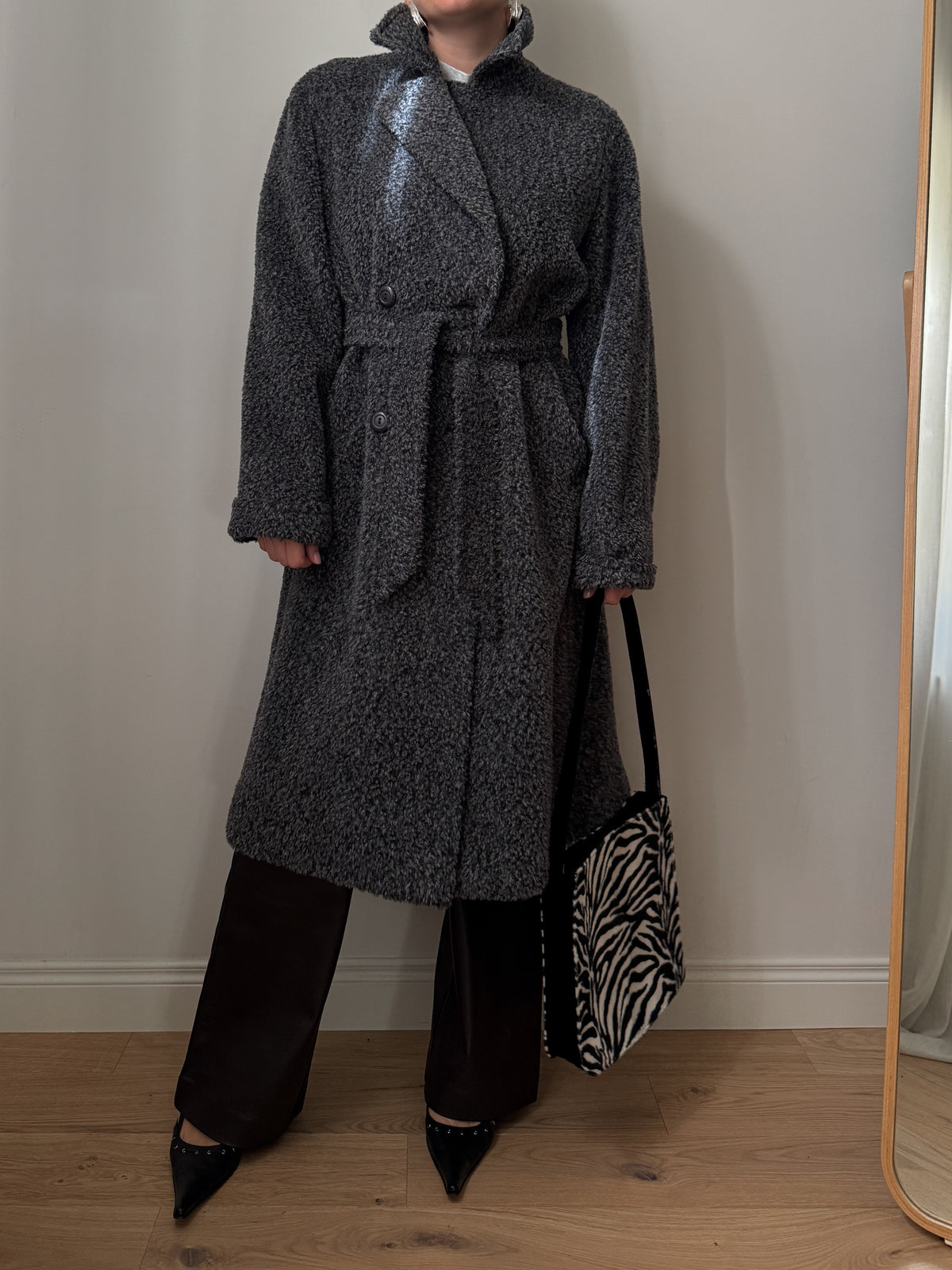 Cappotto in alpaca e lana effetto teddy