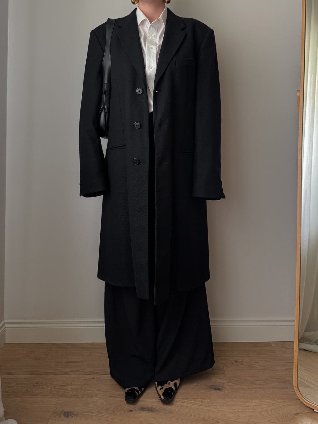Cappotto Lebole nero in lana e cashmere