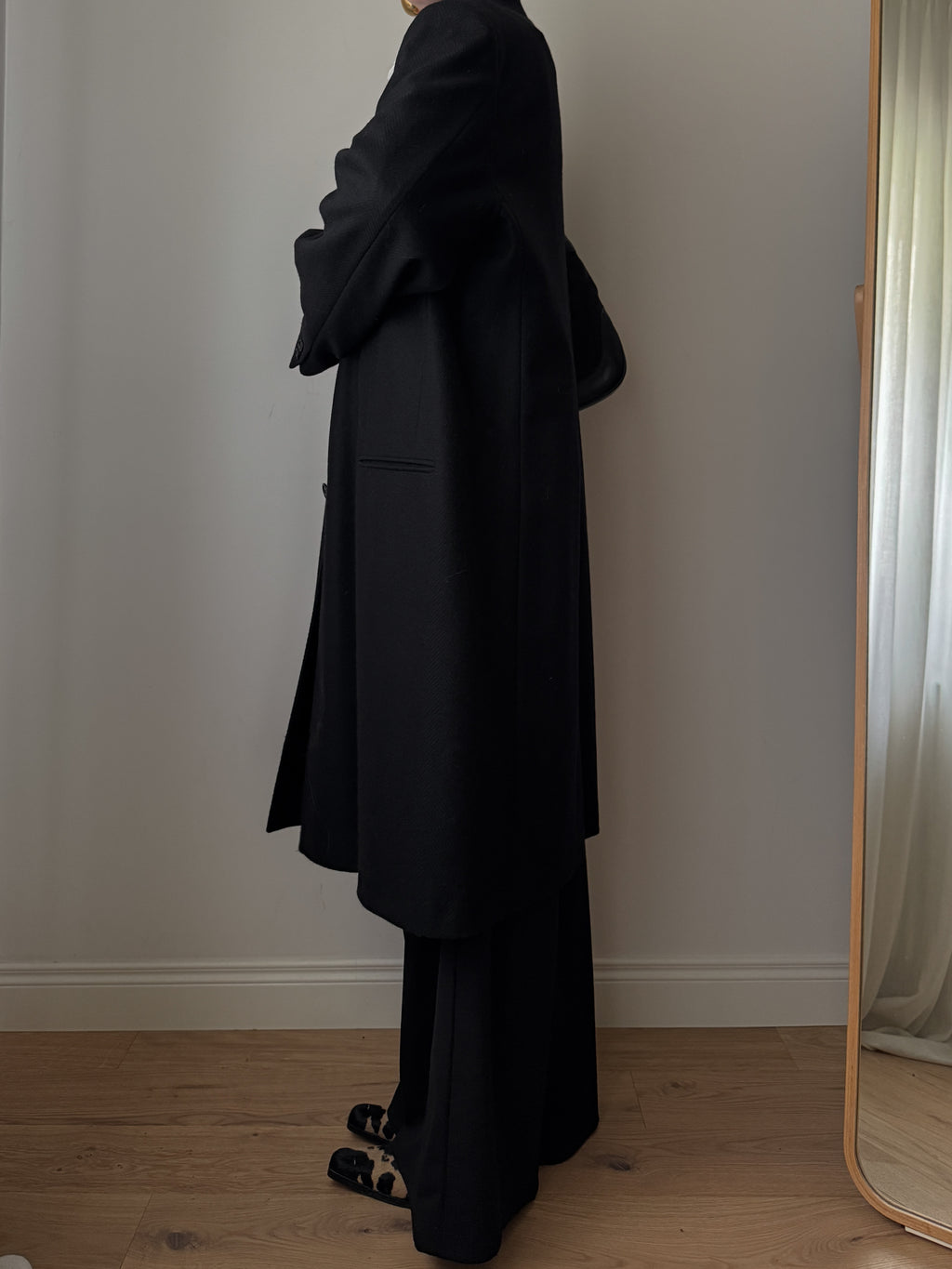 Cappotto Lebole nero in lana e cashmere